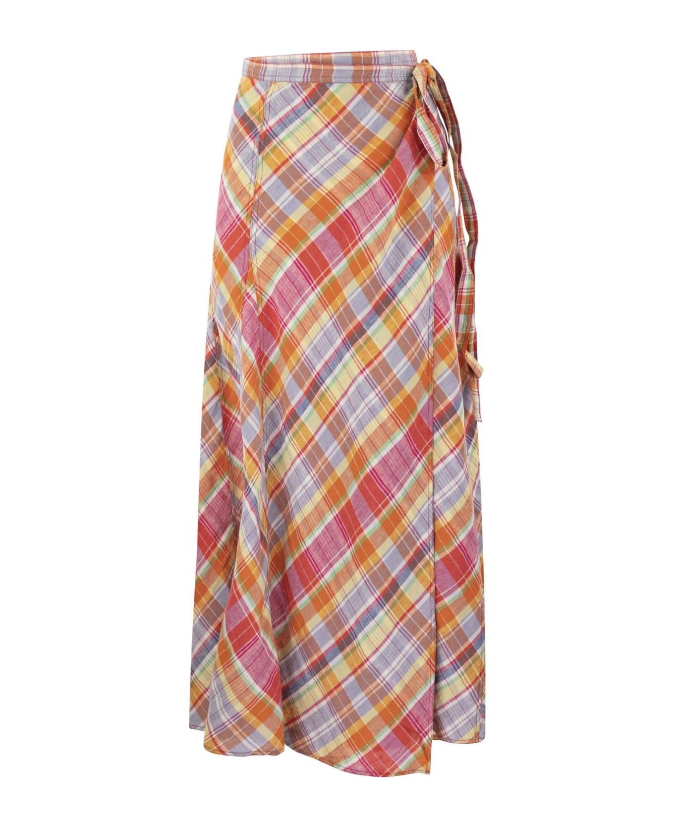 Polo Ralph Lauren Plaid Wrap-around Skirt - Orange スカート
