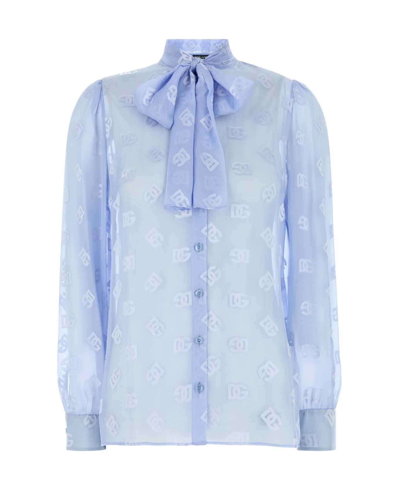 Dolce 
Gabbana Light Blue Silk Blend Shirt - GLICINE