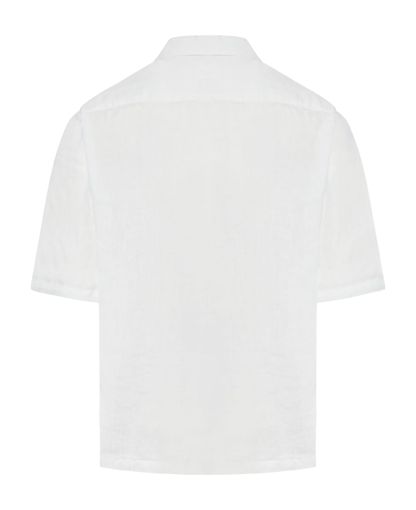 120% Lino Short Sleeve Men Shirt - White