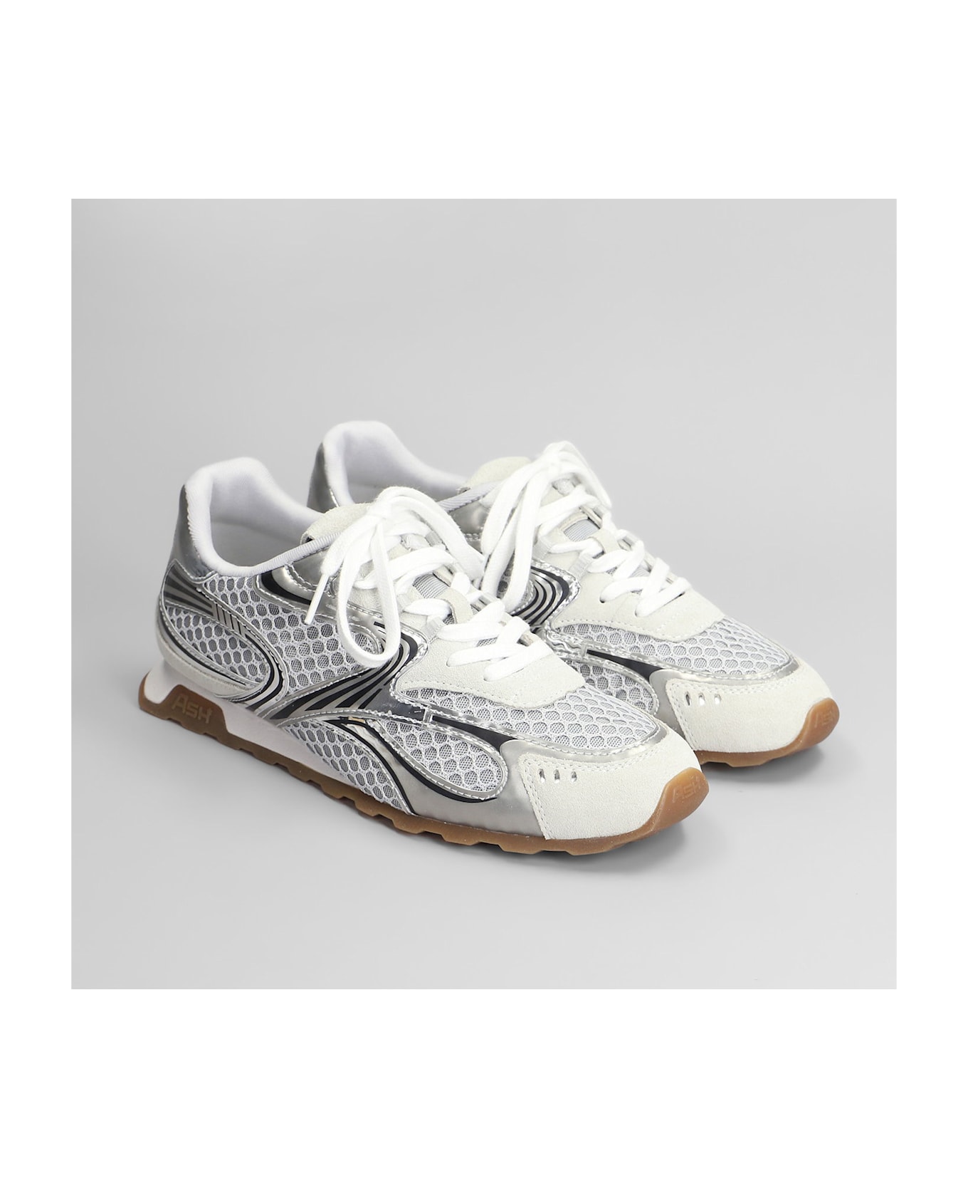 Ash Kabuki Sneakers In Silver Suede And Fabric - silver
