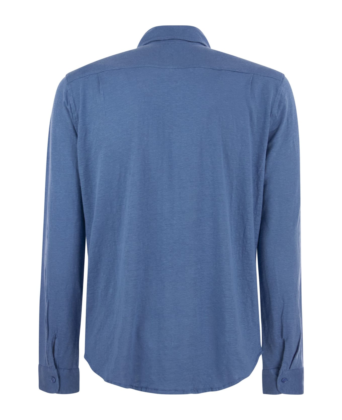 Majestic Filatures Linen Long-sleeved Shirt - Light Blue シャツ