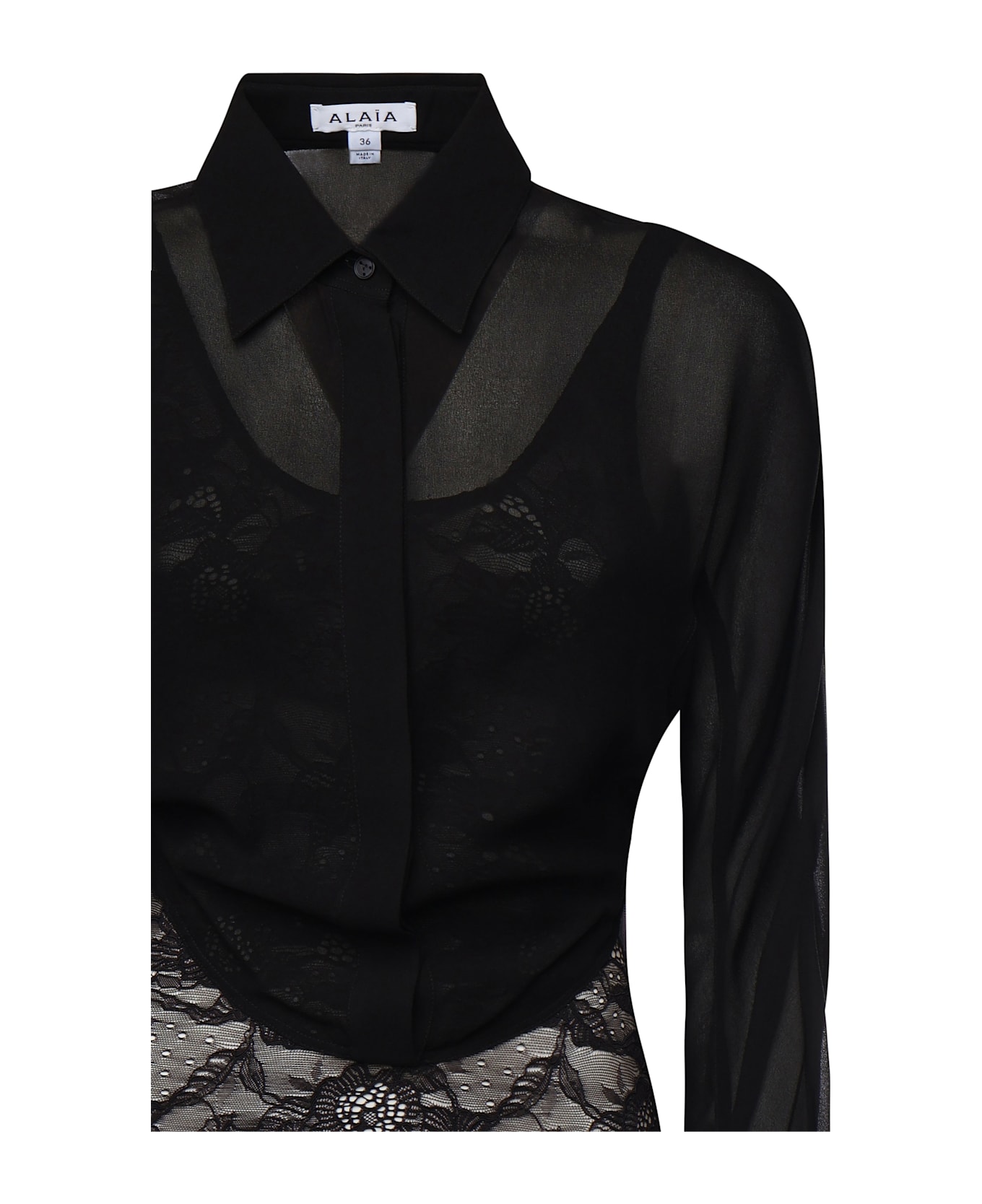Alaia Georgette Body Shirt - Black