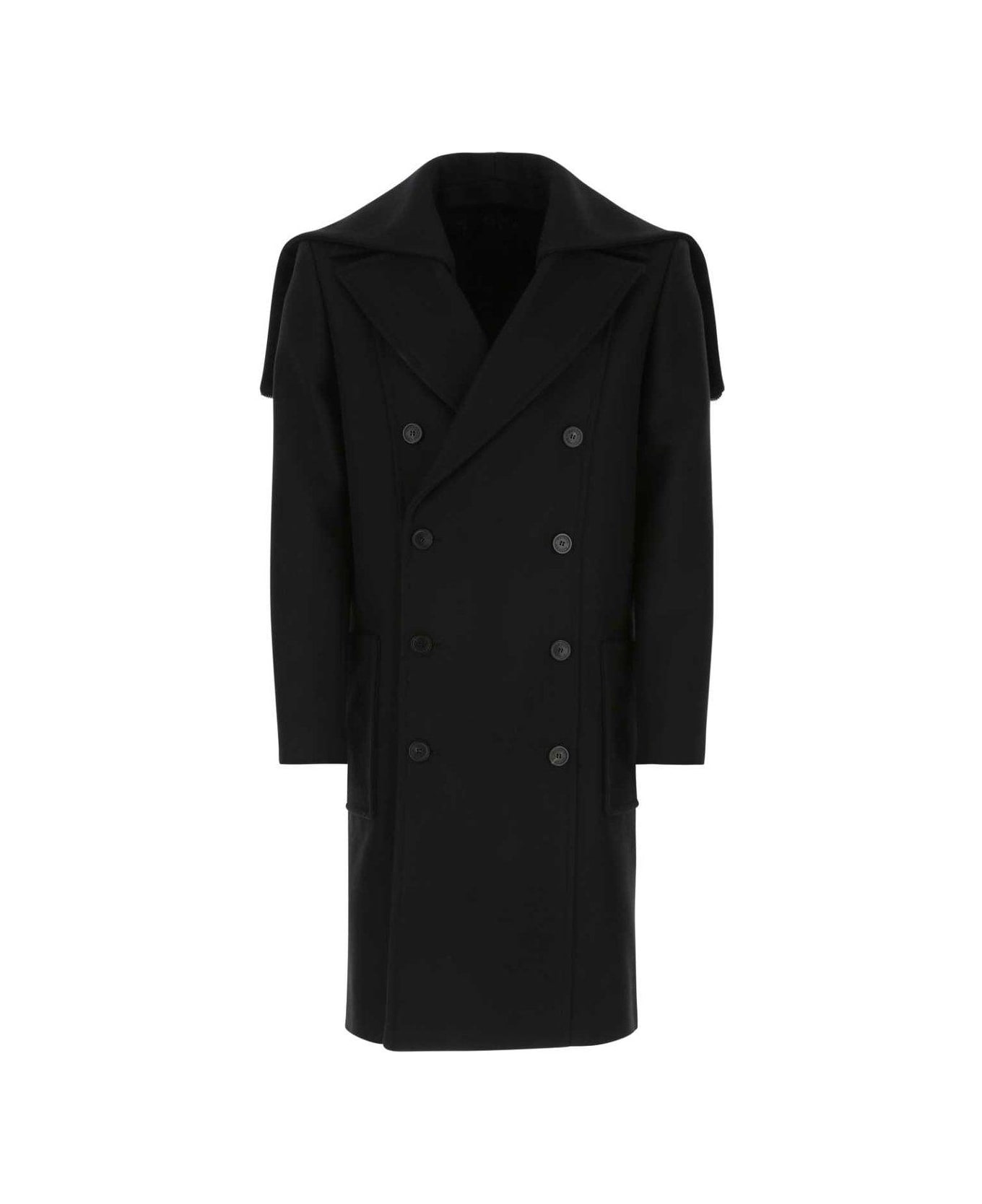 Balmain Double Breasted Coat - BLACK