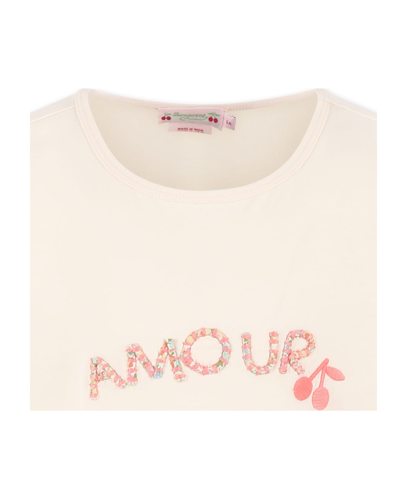 Bonpoint Pink T-shirt For Girl With Writing - Pink