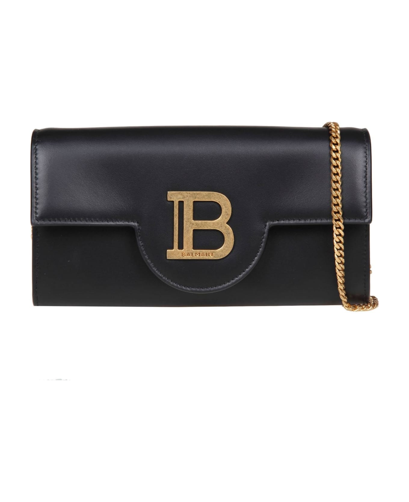 Balmain Buzz Wallet Bag In Black Leather - Black トラベルバッグ
