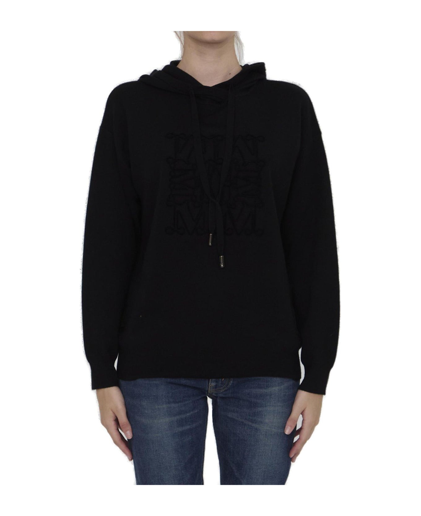 Max Mara Pamir Drawstring Long-sleeved Hoodie - Nero