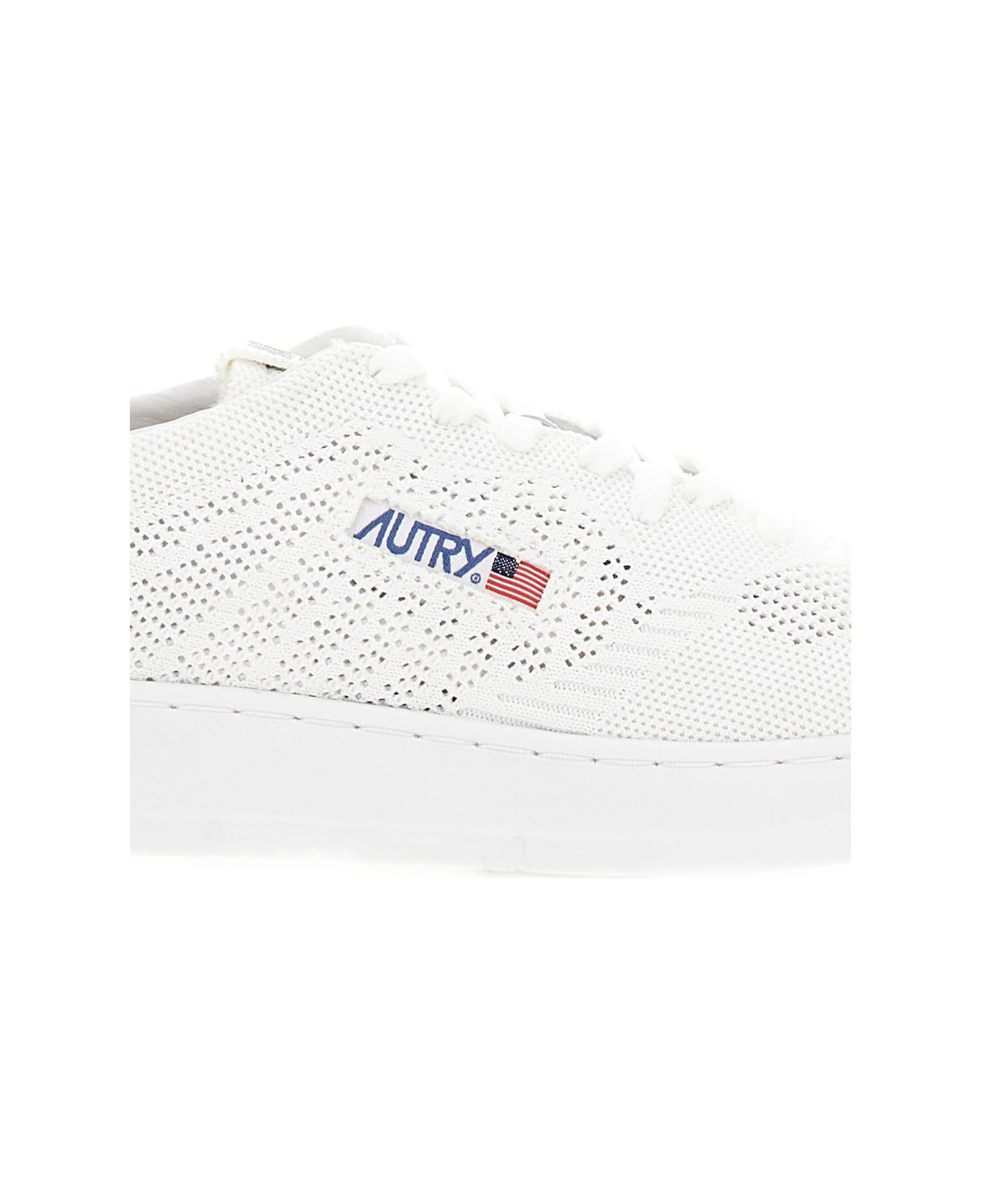 Autry 'medalist Easeknit' White Low Top Sneakers With Perforated Design In Knit Man