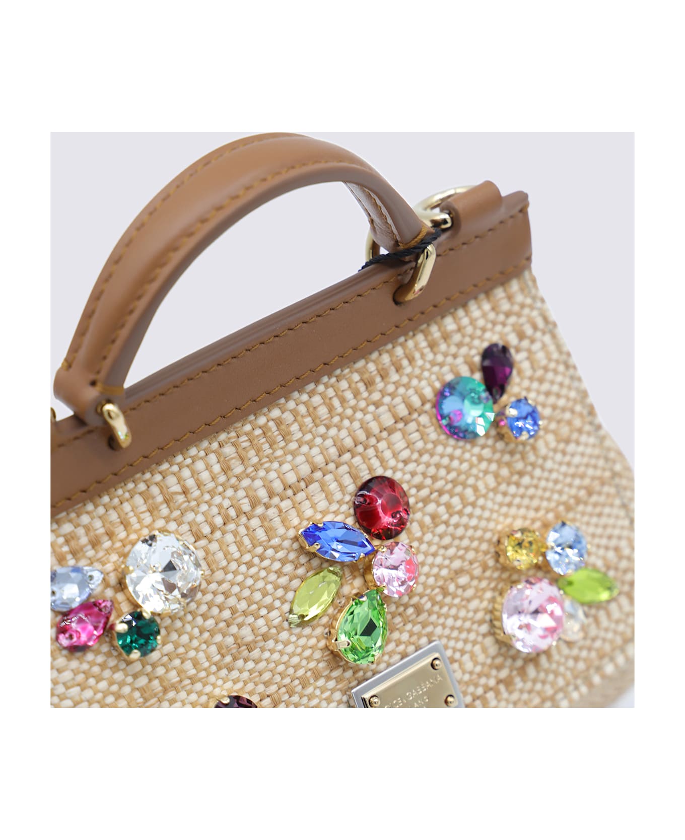 Dolce 
Gabbana Natural Rafia Sicily Top Handle Bag - CAPPUCCINO