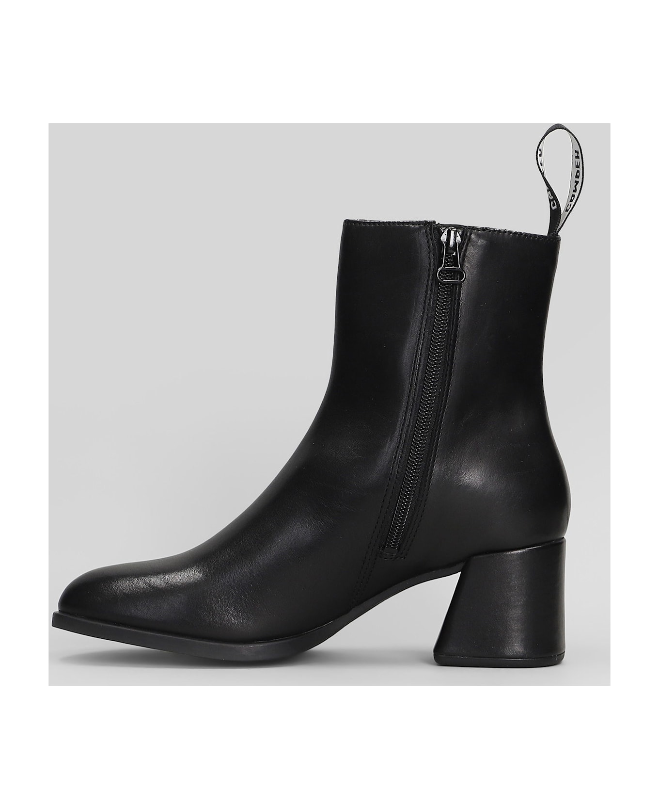 Camper Kora High Heels Ankle Boots In Black Leather - black