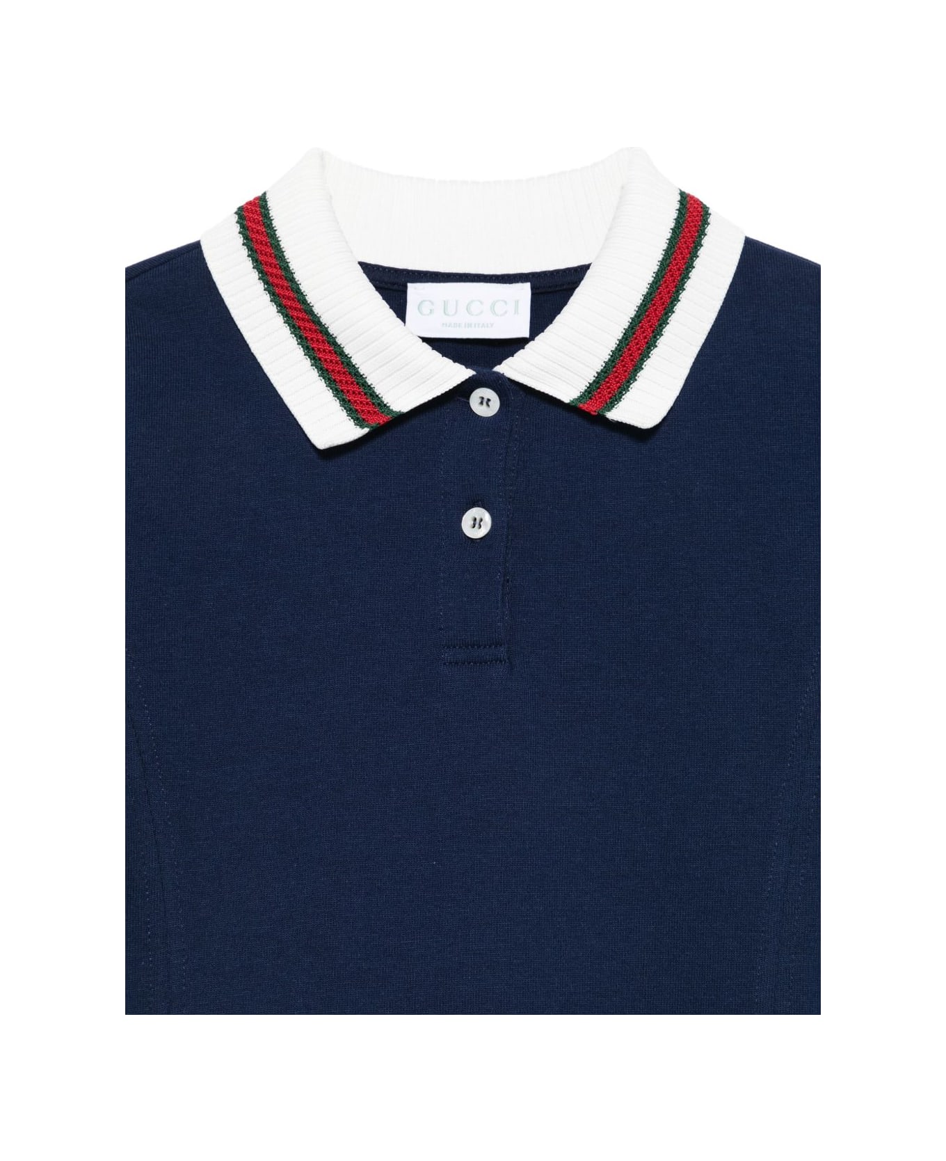 Gucci Kids Dark Blue Pleated Dress - Blue