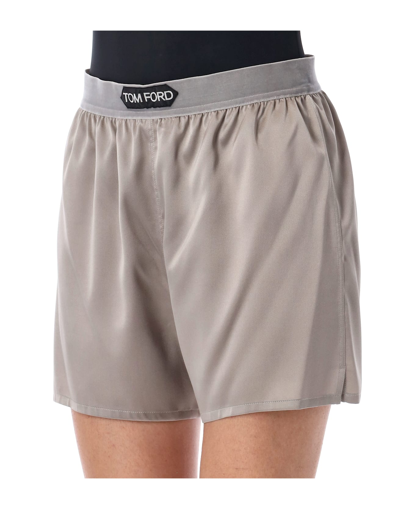 Tom Ford Silk Satin Boxer Shorts - SILVER