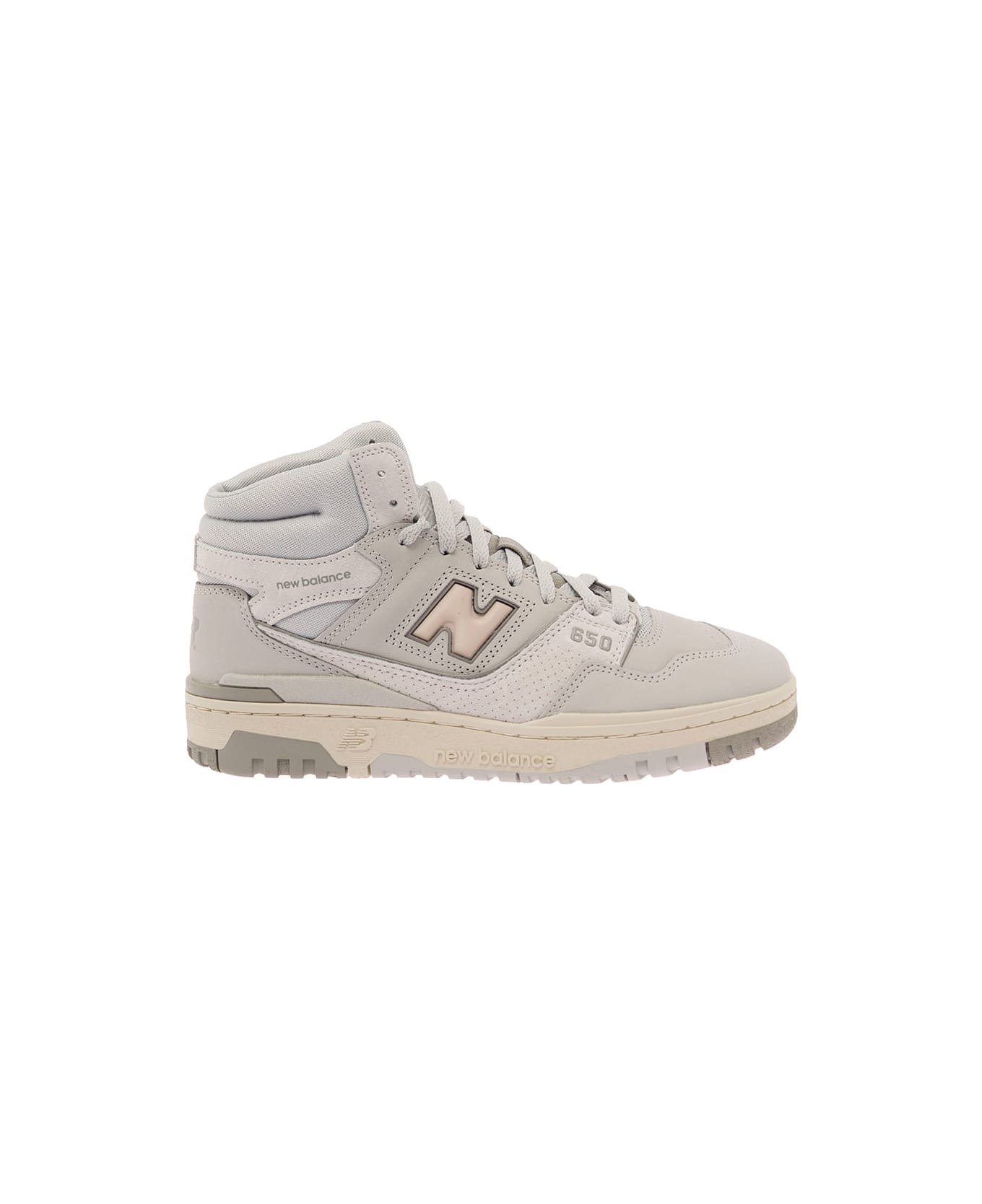 New Balance '650' Grey High-top Sneakers With N Logo In Leather And Mesh Woman - Grey