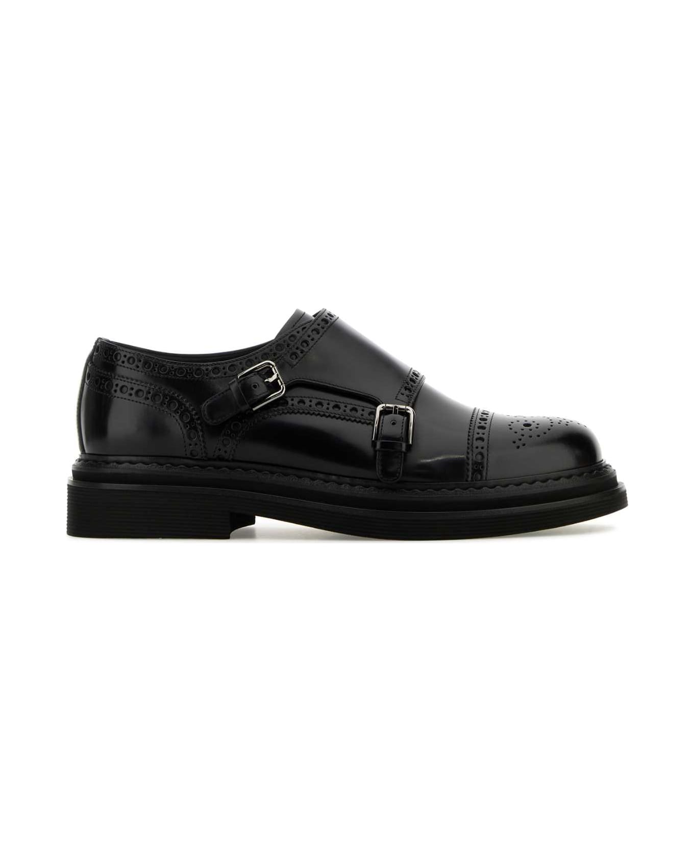 Dolce & Gabbana Black Leather Monk Strap Shoes - NERO