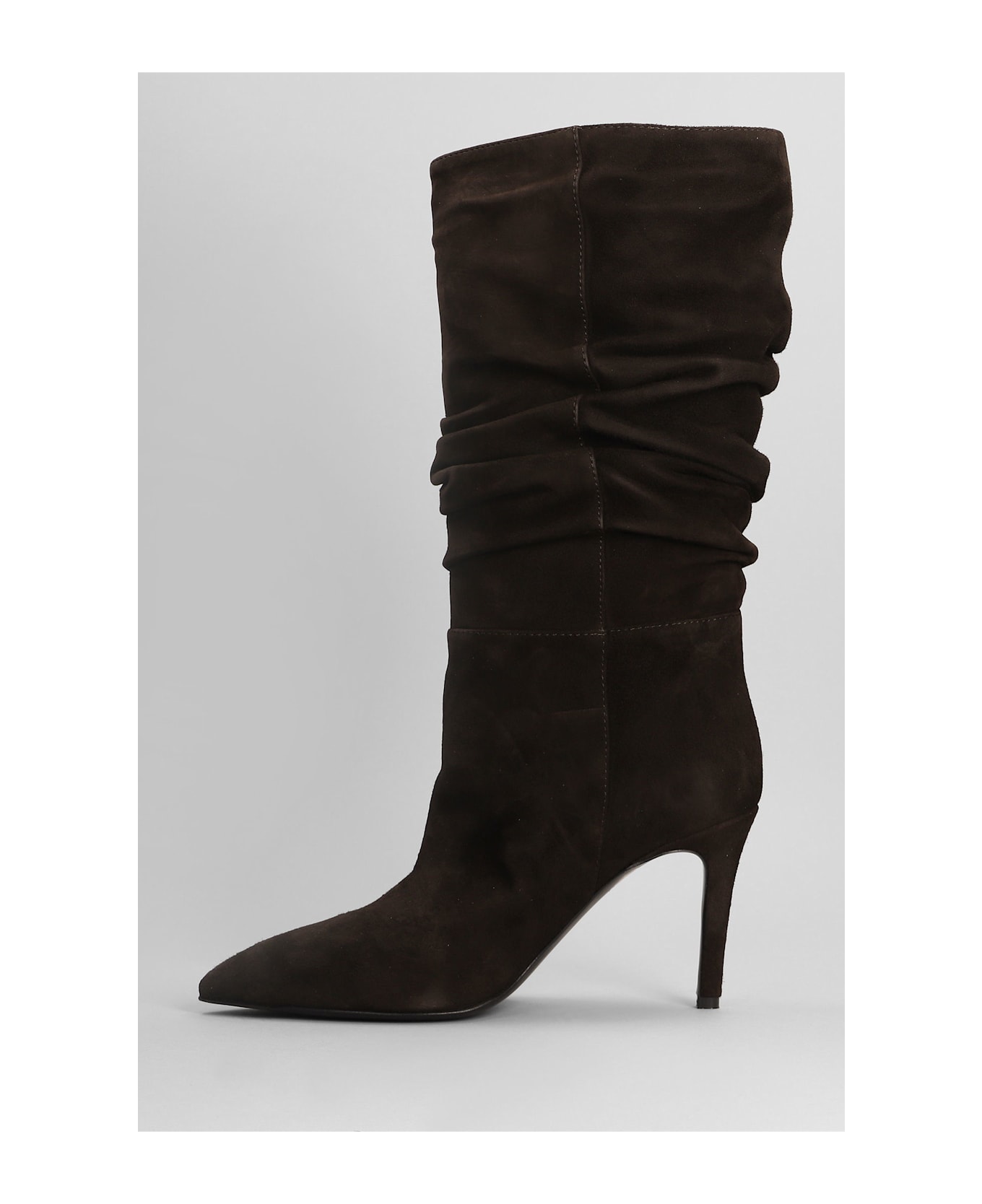 Via Roma 15 High Heels Boots In Dark Brown Suede - dark brown