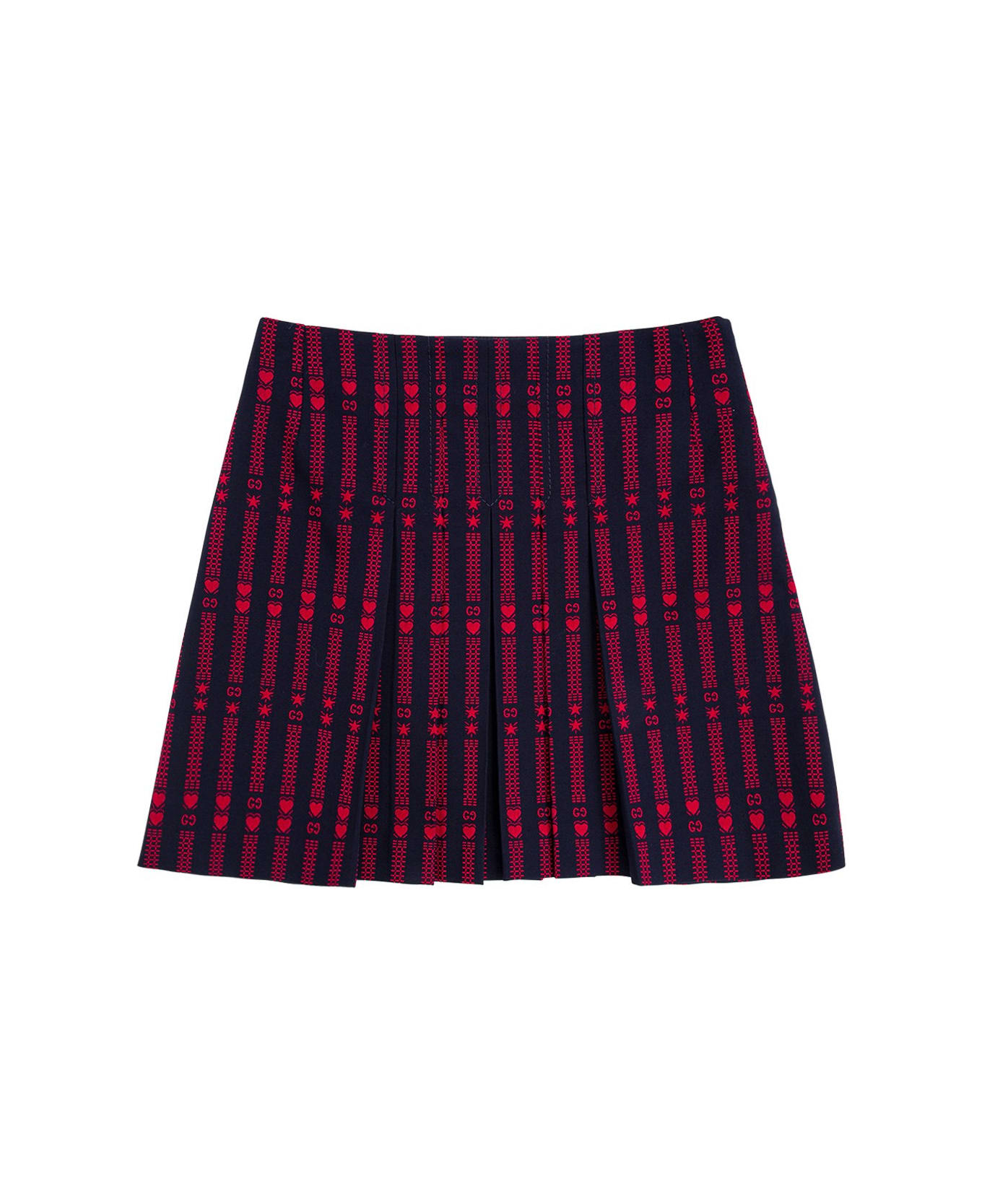Gucci Cotton Skirt With Stars And Hearts Gg - Blu