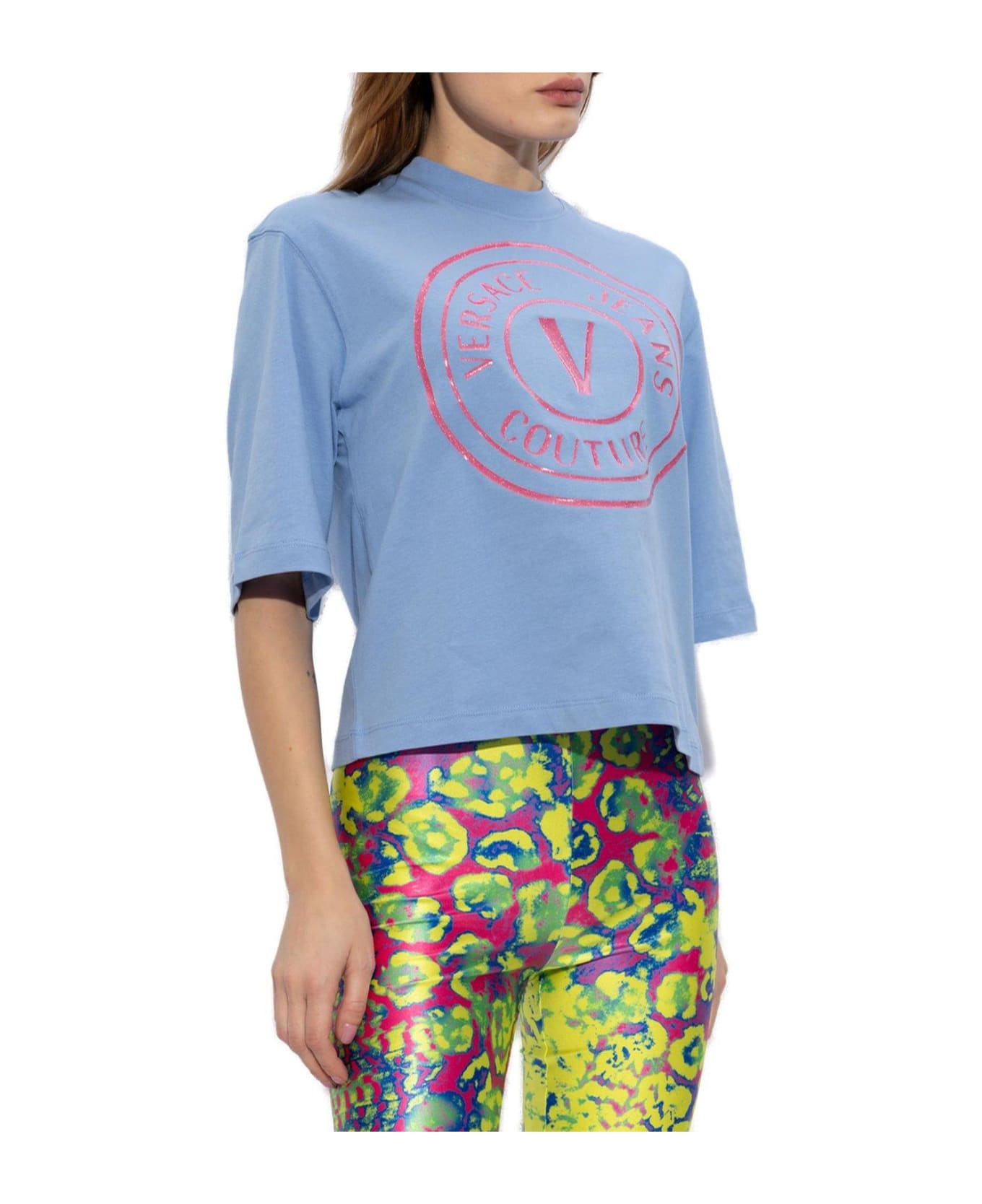 Versace Jeans Couture Logo Printed Crewneck T-shirt - Blue