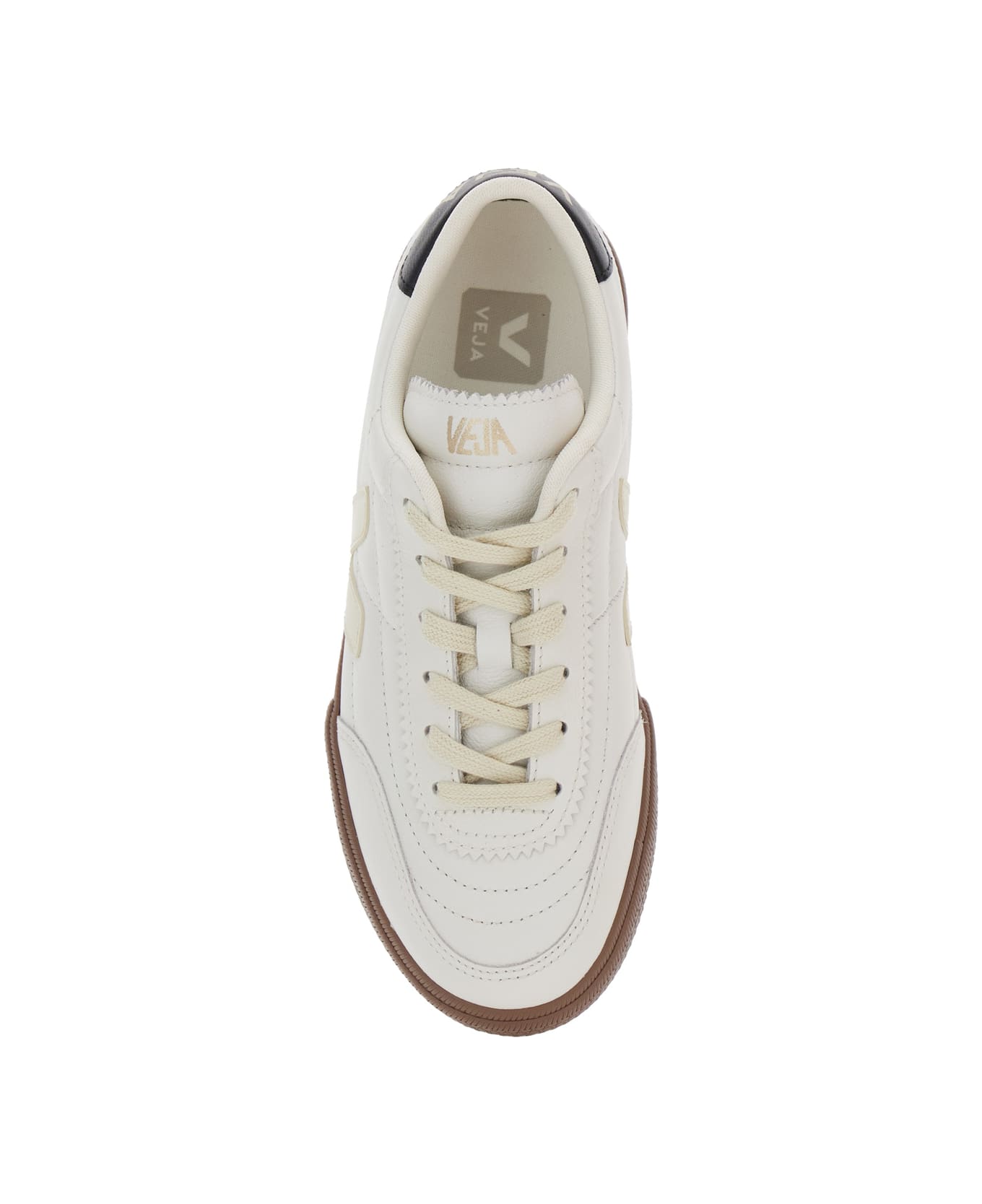 Veja 'panenka' White Low Top Sneakers With Logo Patch On The Side And Contrasting Heel With Logo Lettering In Leather Unisex - White