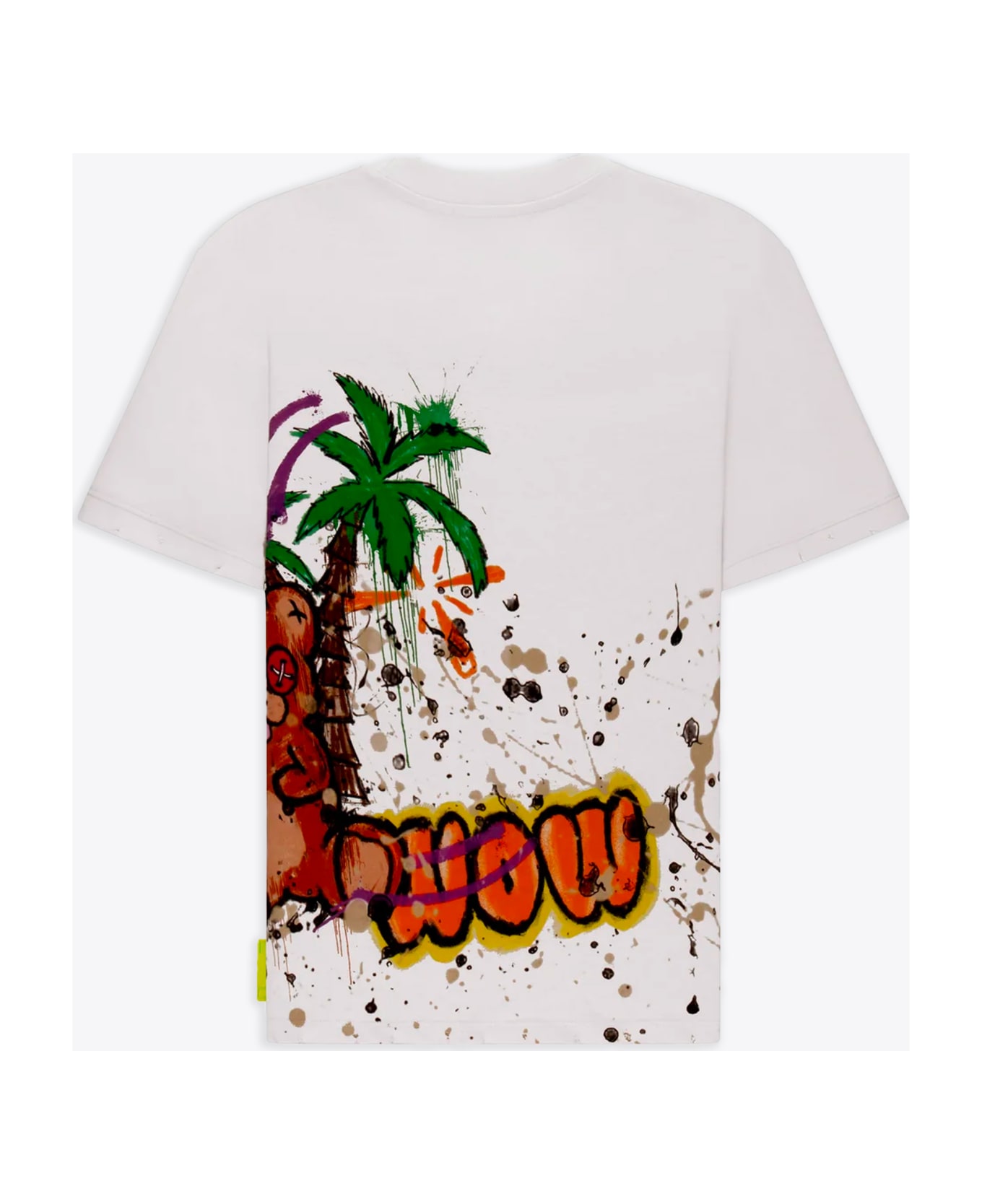 Barrow Jersey T-shirt Unisex Off White Cotton T-shirt With Graffiti Logo And Smile Print - Bianco