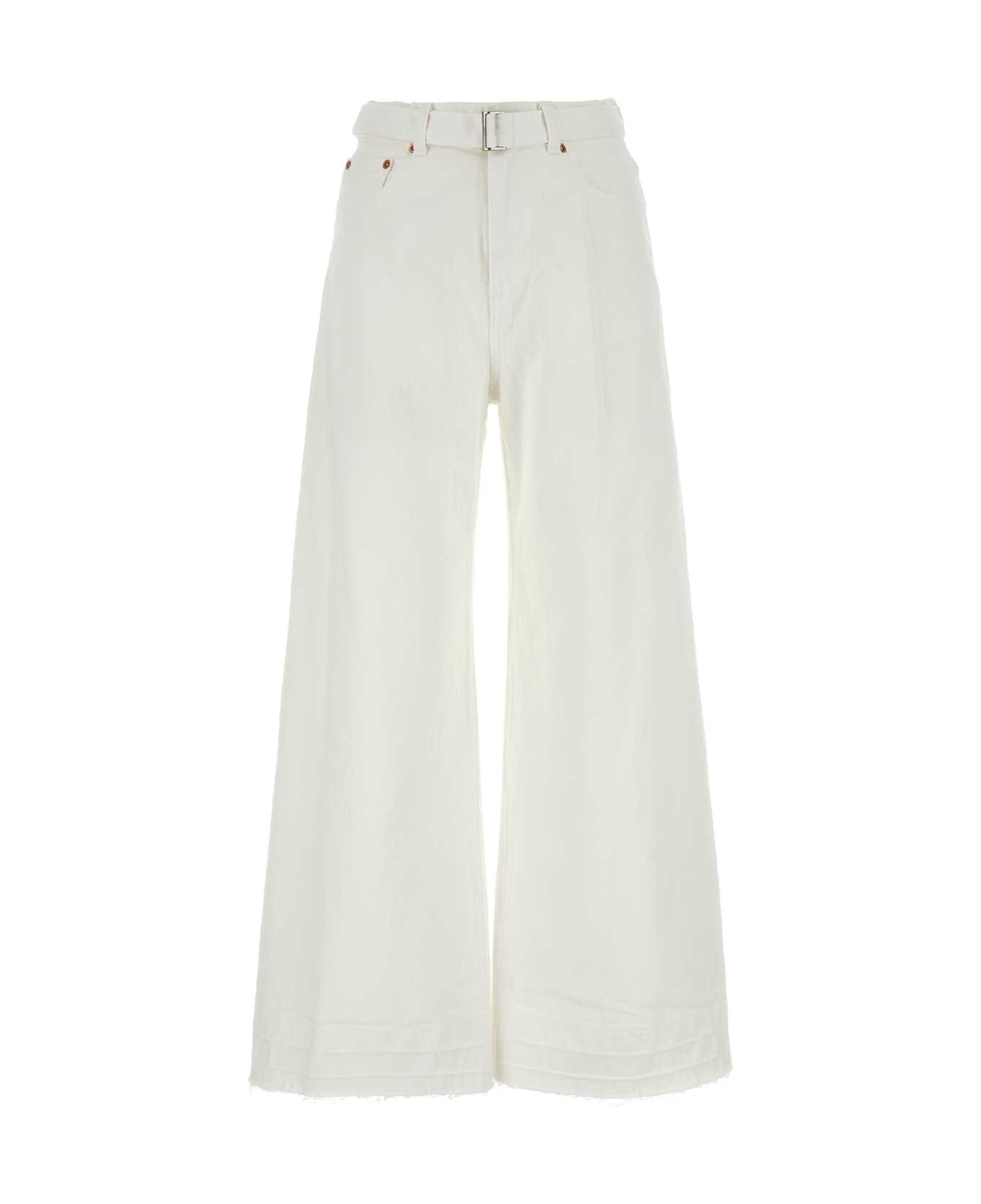 Sacai White Denim Wide-leg Jeans - OFFWHITE ボトムス