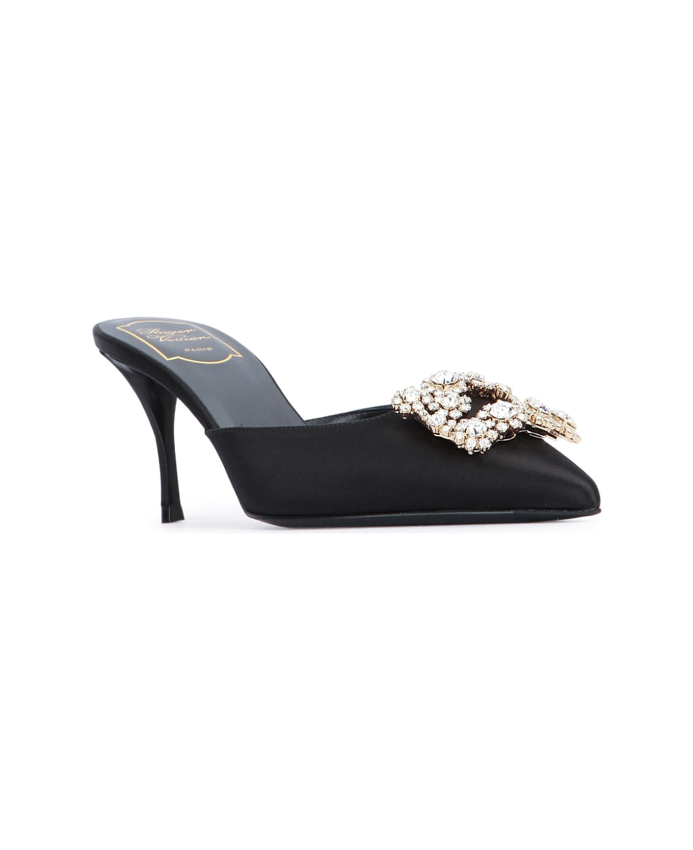 Roger Vivier Flower Strass Mule 65 - NERO