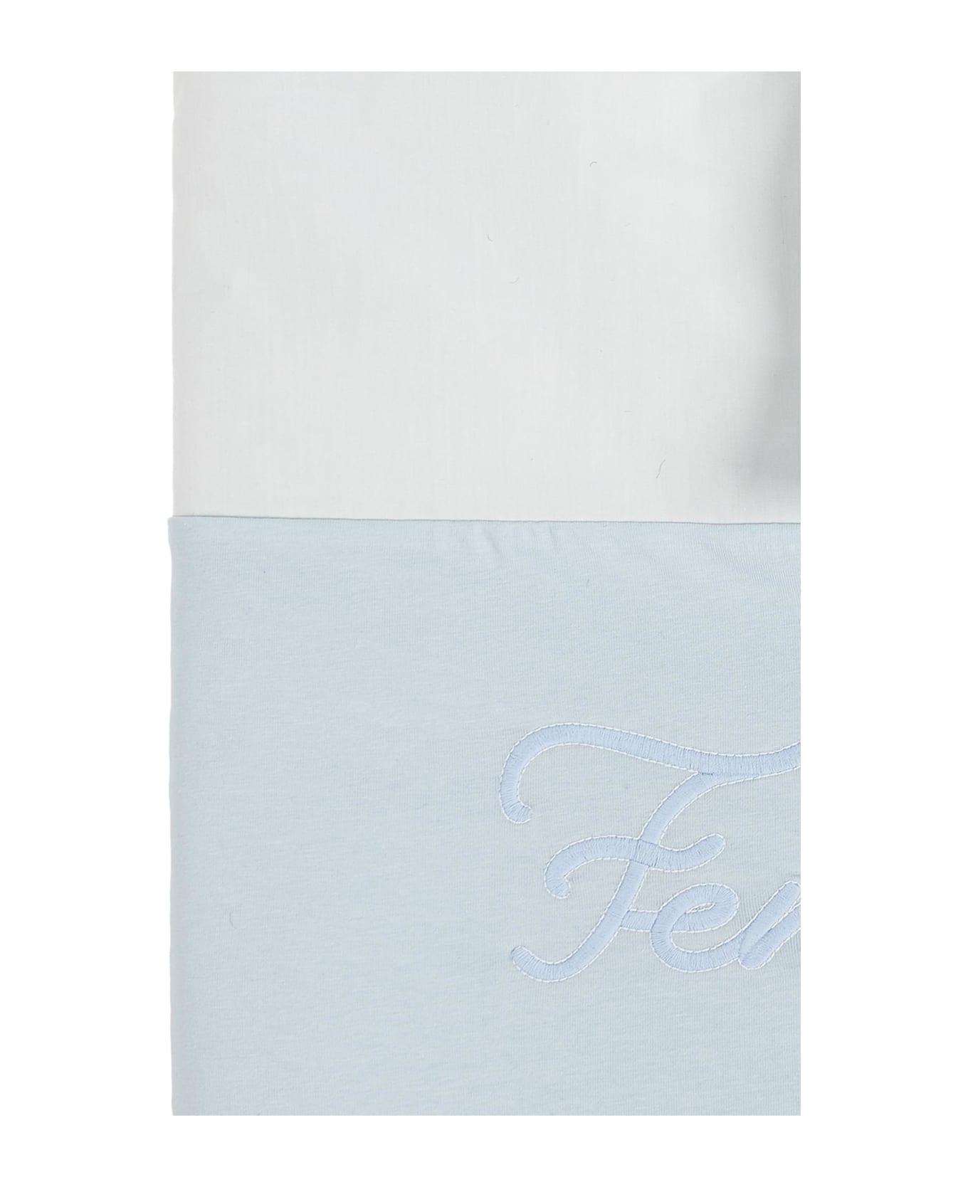 Fendi Kids Cotton Blanket With Logo - LIGHT BLUE
