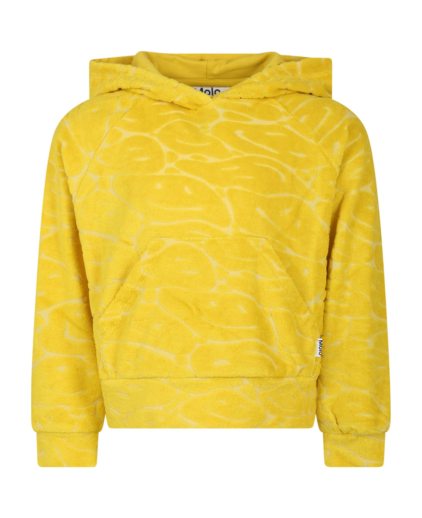 Molo Yellow Sweatshirt For Girl With Smiley - Yellow ニットウェア＆スウェットシャツ