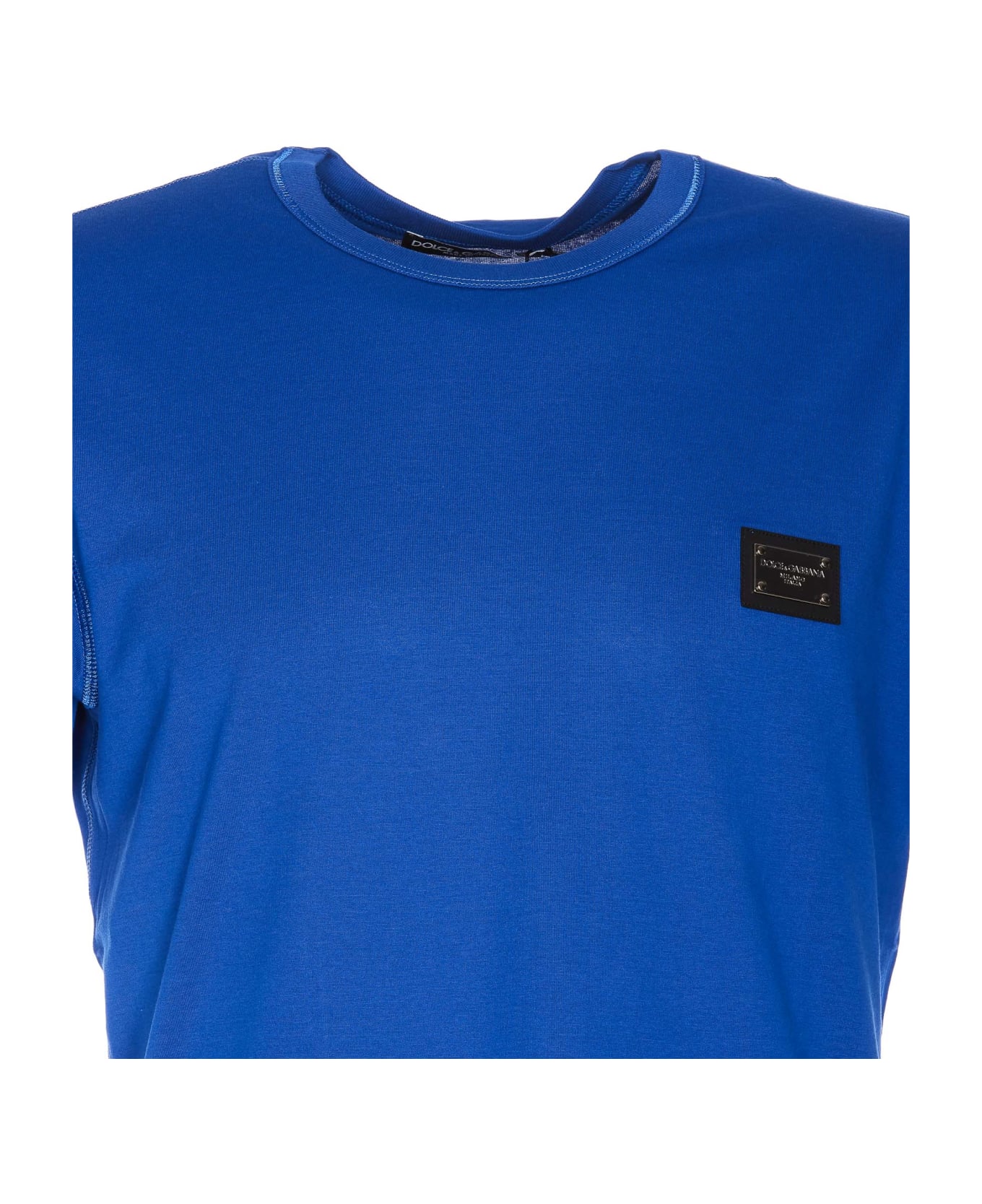 Dolce & Gabbana Cotton Crew-neck T-shirt - blue シャツ