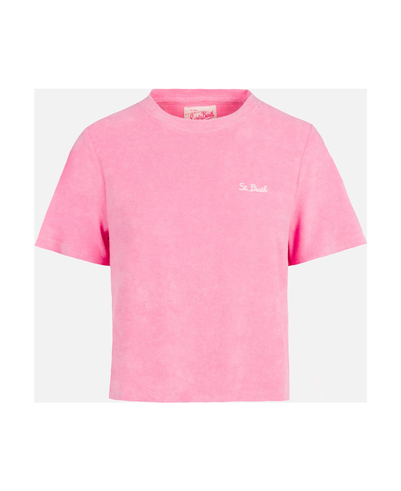 MC2 Saint Barth Woman Pink Terry Cotton Crewneck T-shirt Aleja - PINK