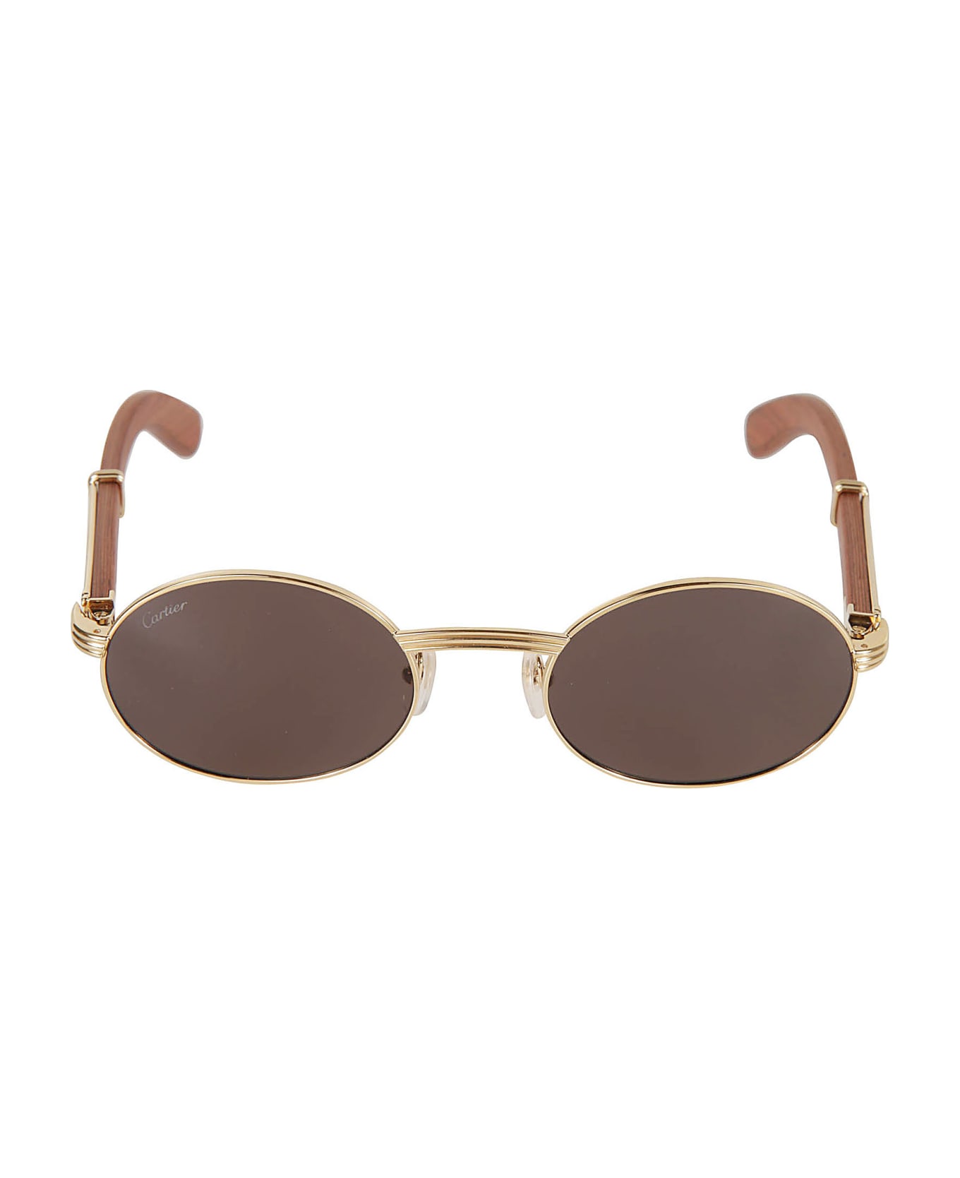 Cartier Eyewear Logo Round Sunglasses - Gold/Brown/Grey