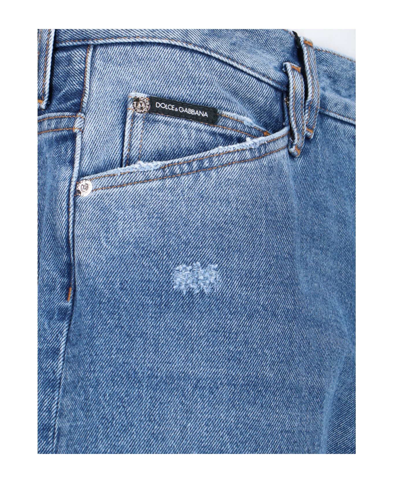 Dolce & Gabbana Destroyed Detail Jeans - Blue デニム