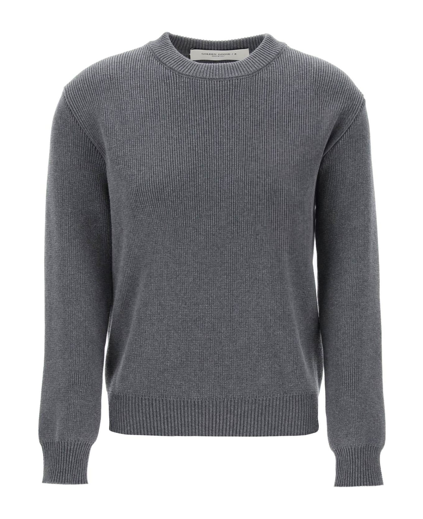 Golden Goose Dany Cotton Sweater With Lettering - DARK GREY MELANGE (Grey)