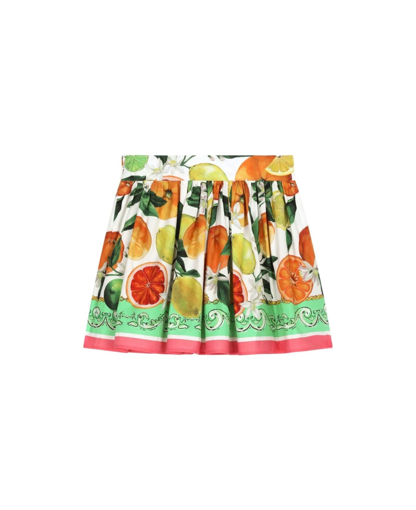 Dolce & Gabbana Pleated Mini Skirt With Lemon And Orange Print - Multicolour
