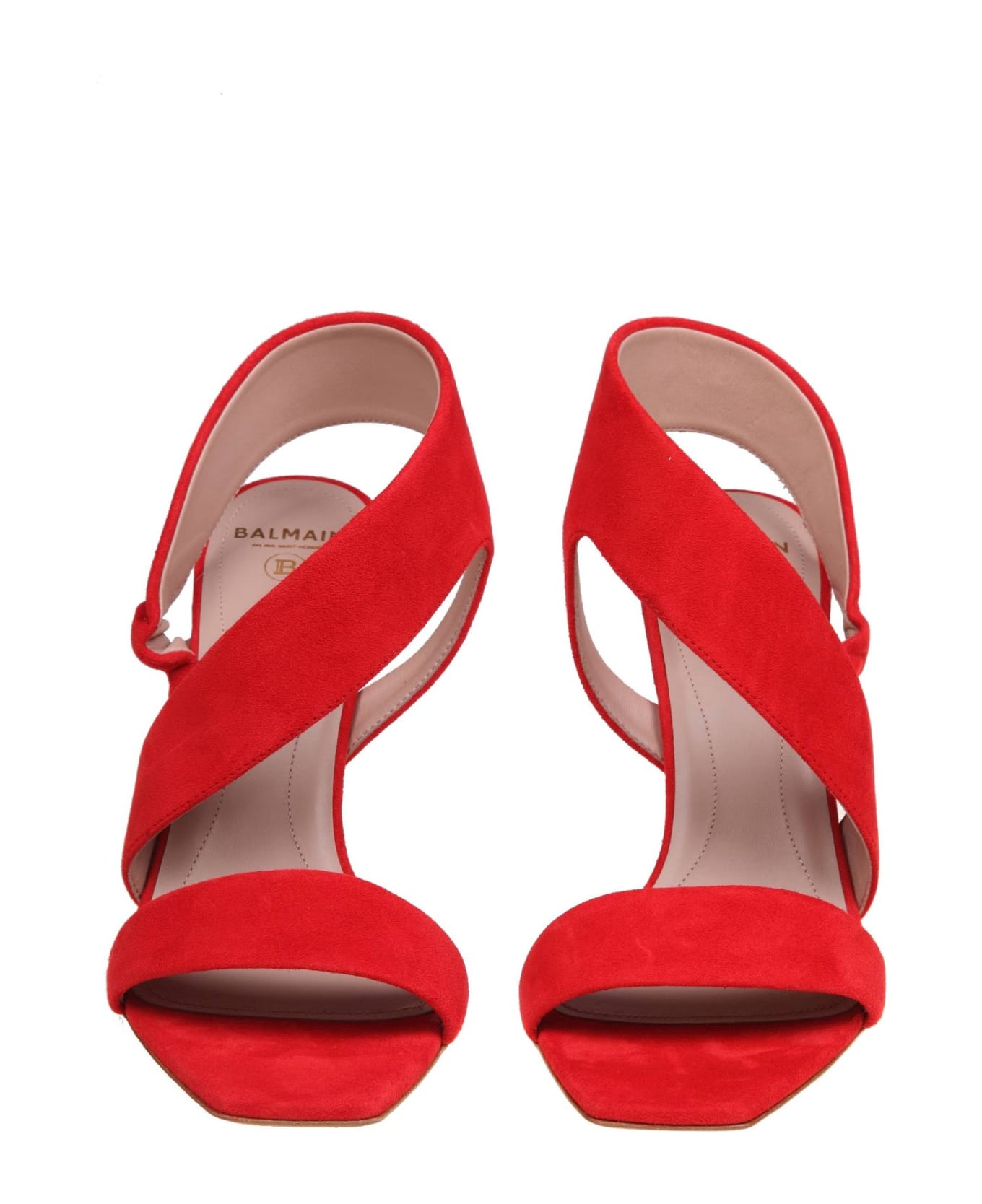 Balmain Red Suede Coin Sandal - Rouge