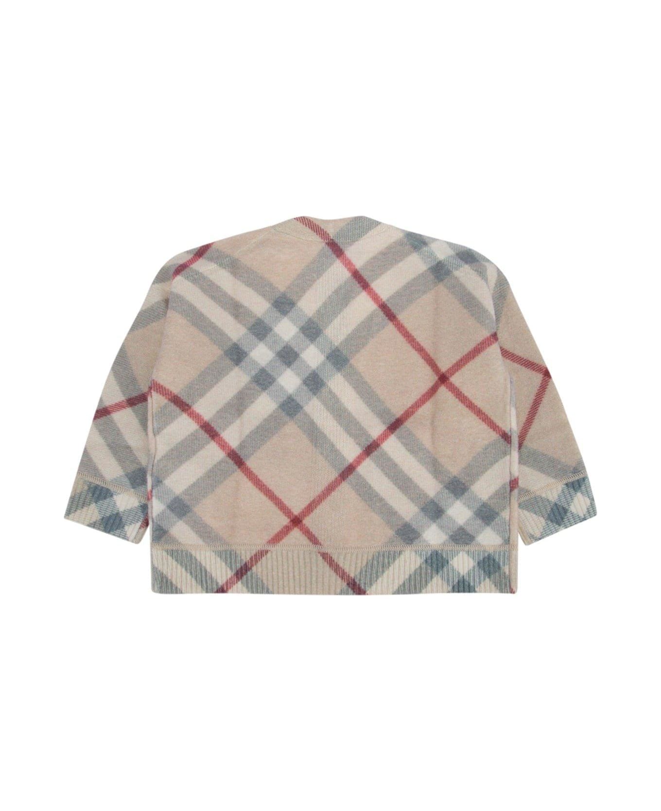 Burberry Check-pattern V-neck Cardigan - Pale Stone