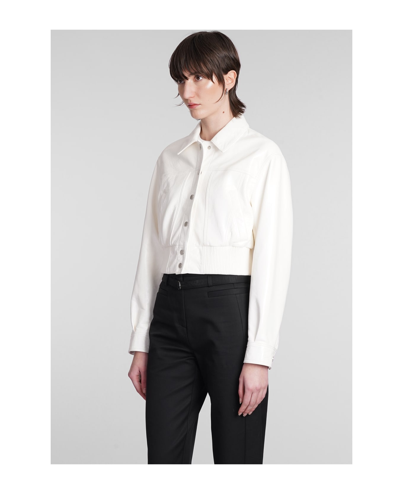IRO Bulut Leather Jacket In White Leather - white シャツ