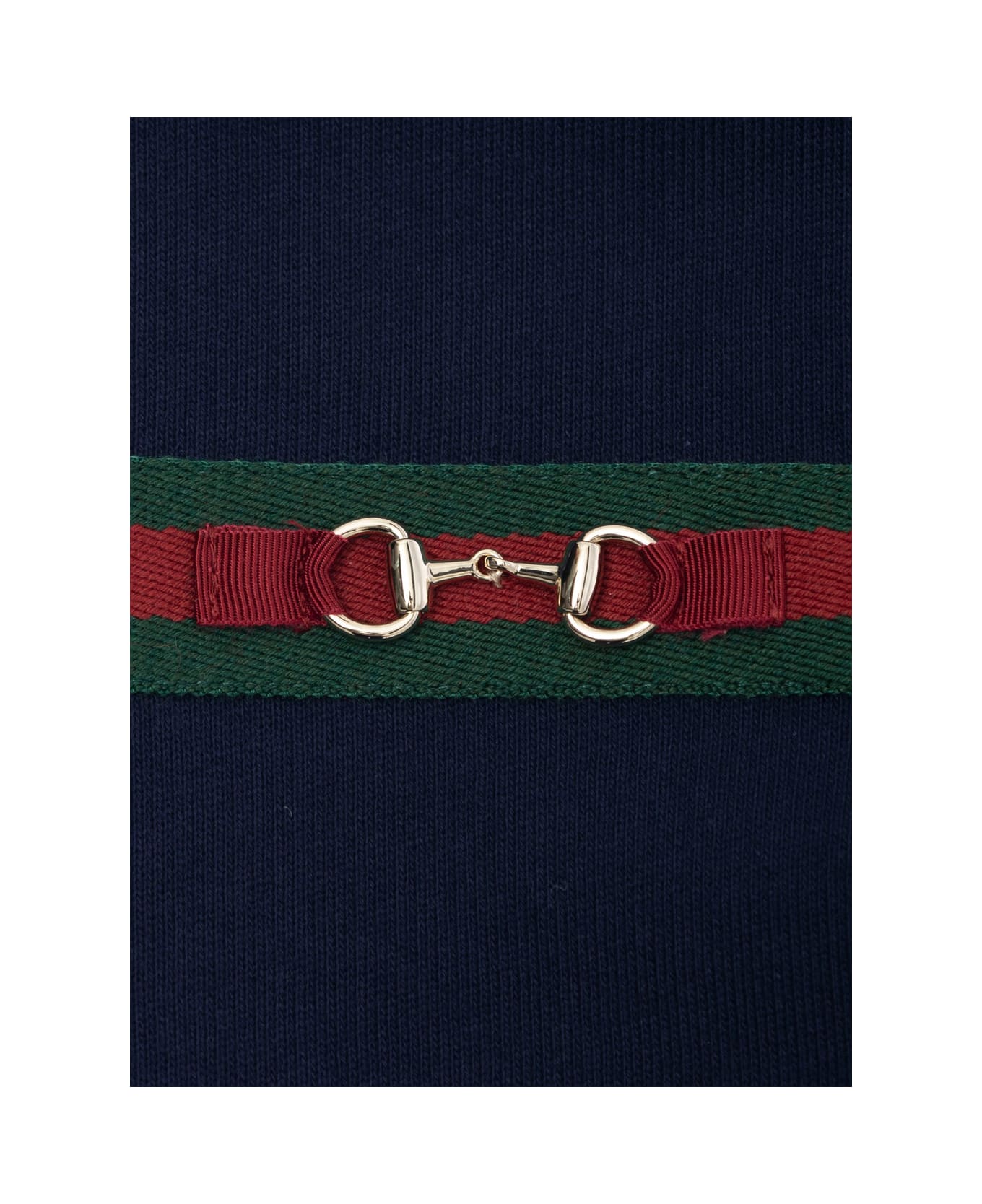 Gucci Blue Dress With Peter Pan Collar And Web Detail With Horsebit On The Front In Cotton Baby - Blu