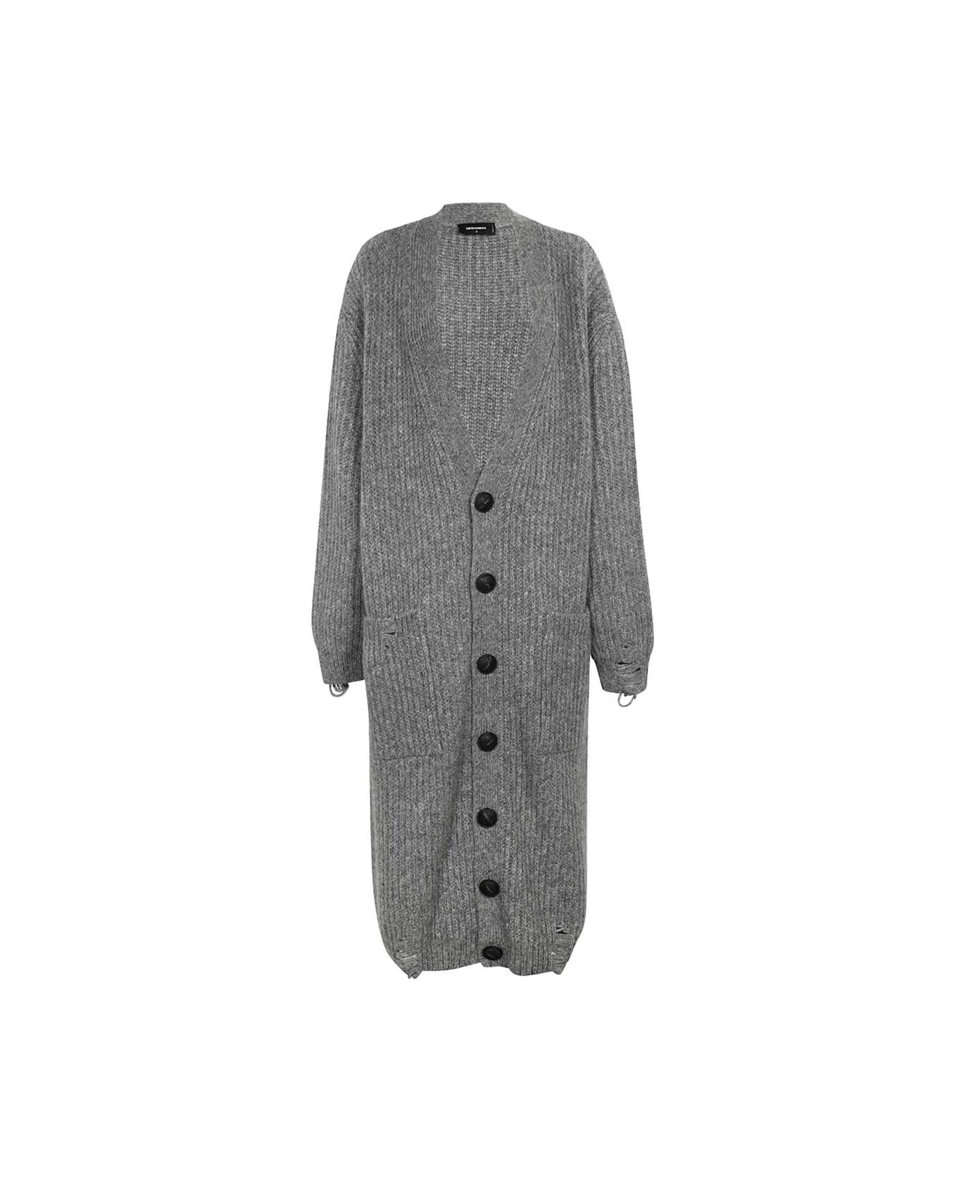 Dsquared2 Long Knitted Cardigan - heather grey カーディガン