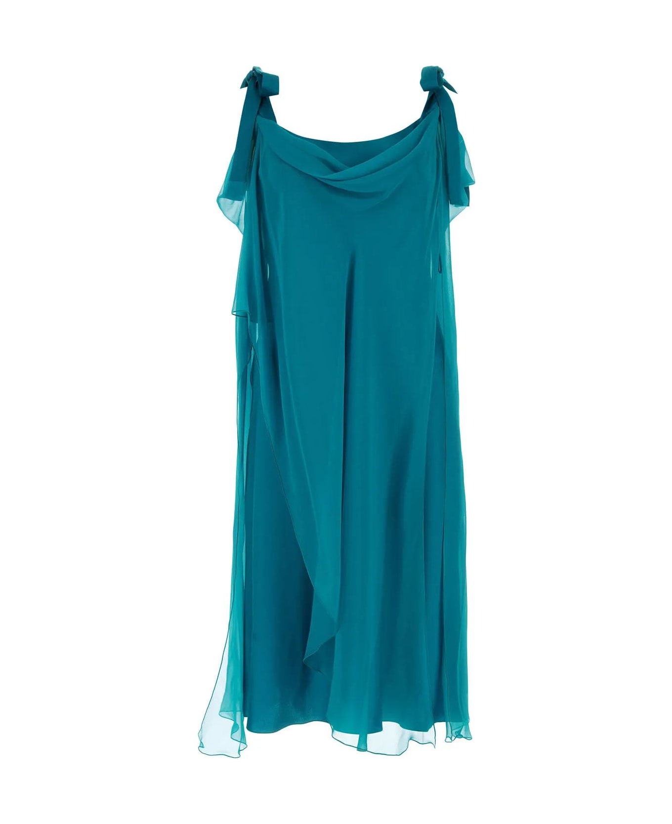 Alberta Ferretti Teal Green Silk Dress - Blue