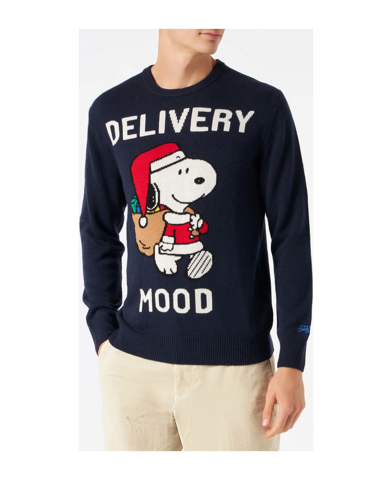 MC2 Saint Barth Man Navy Blue Sweater With Snoopy Print | Peanuts Special Edition - BLUE