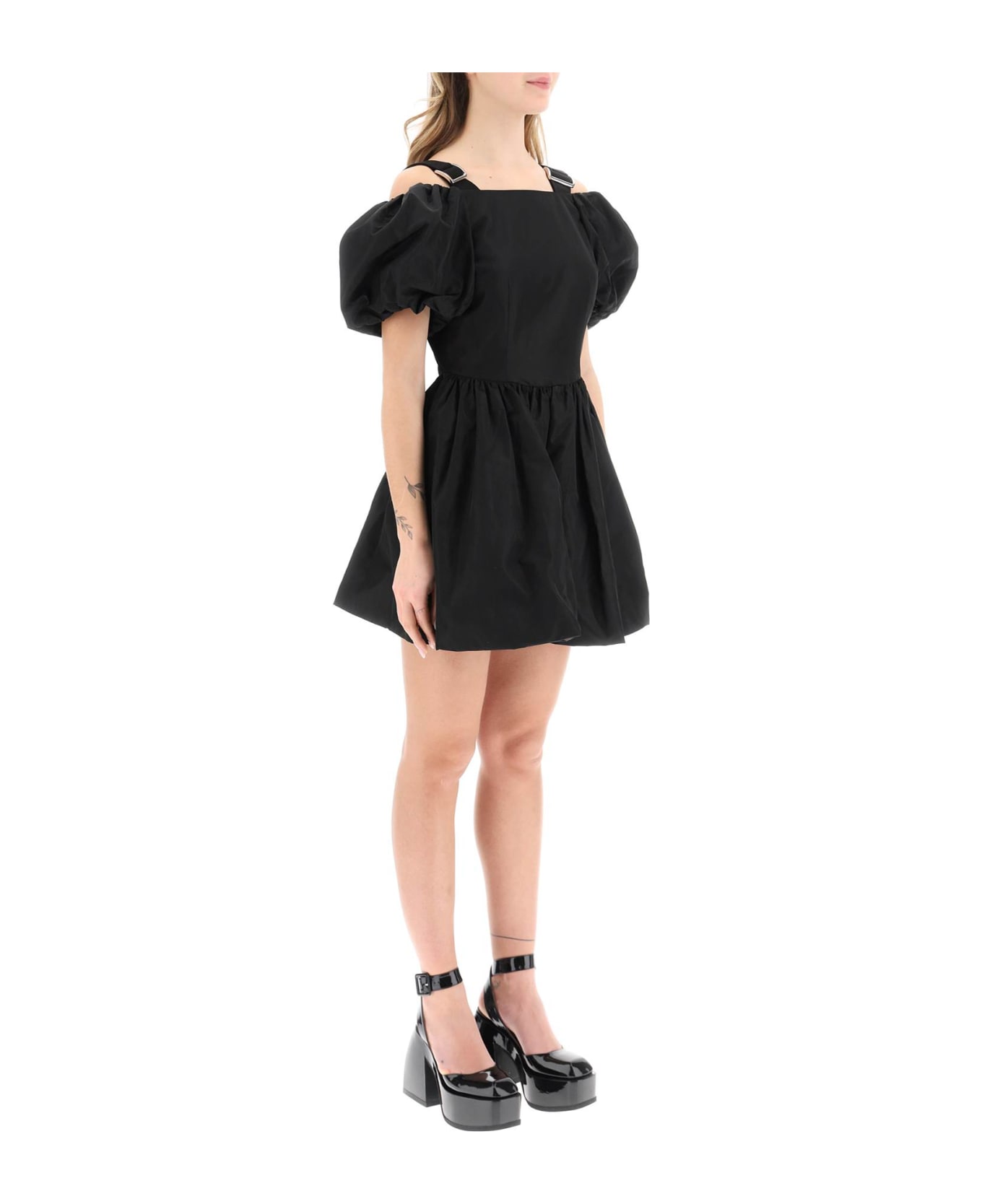 Simone Rocha Off-the-shoulder Taffeta Mini Dress With Slider Straps - BLACK (Black)