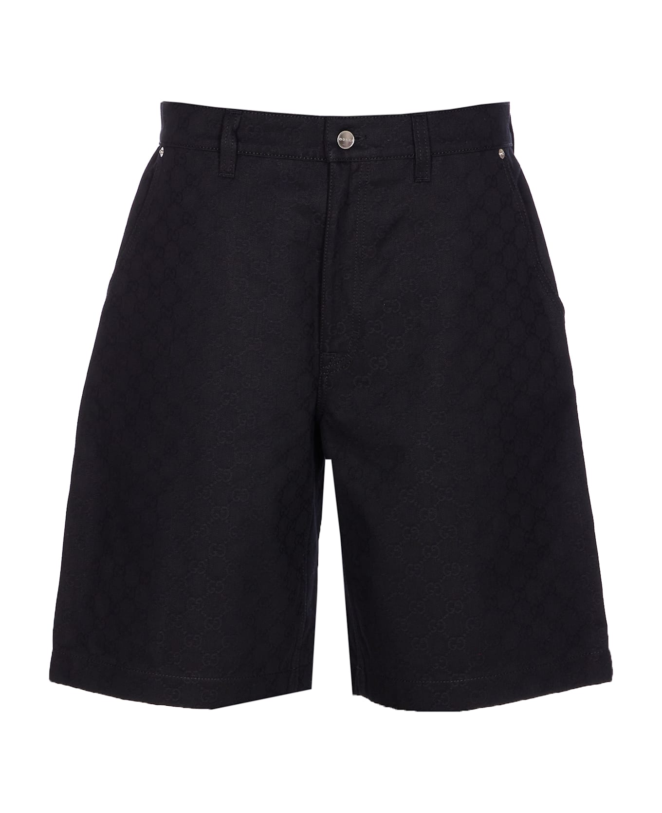 Gucci Gg Jacquard Denim Shorts - Black