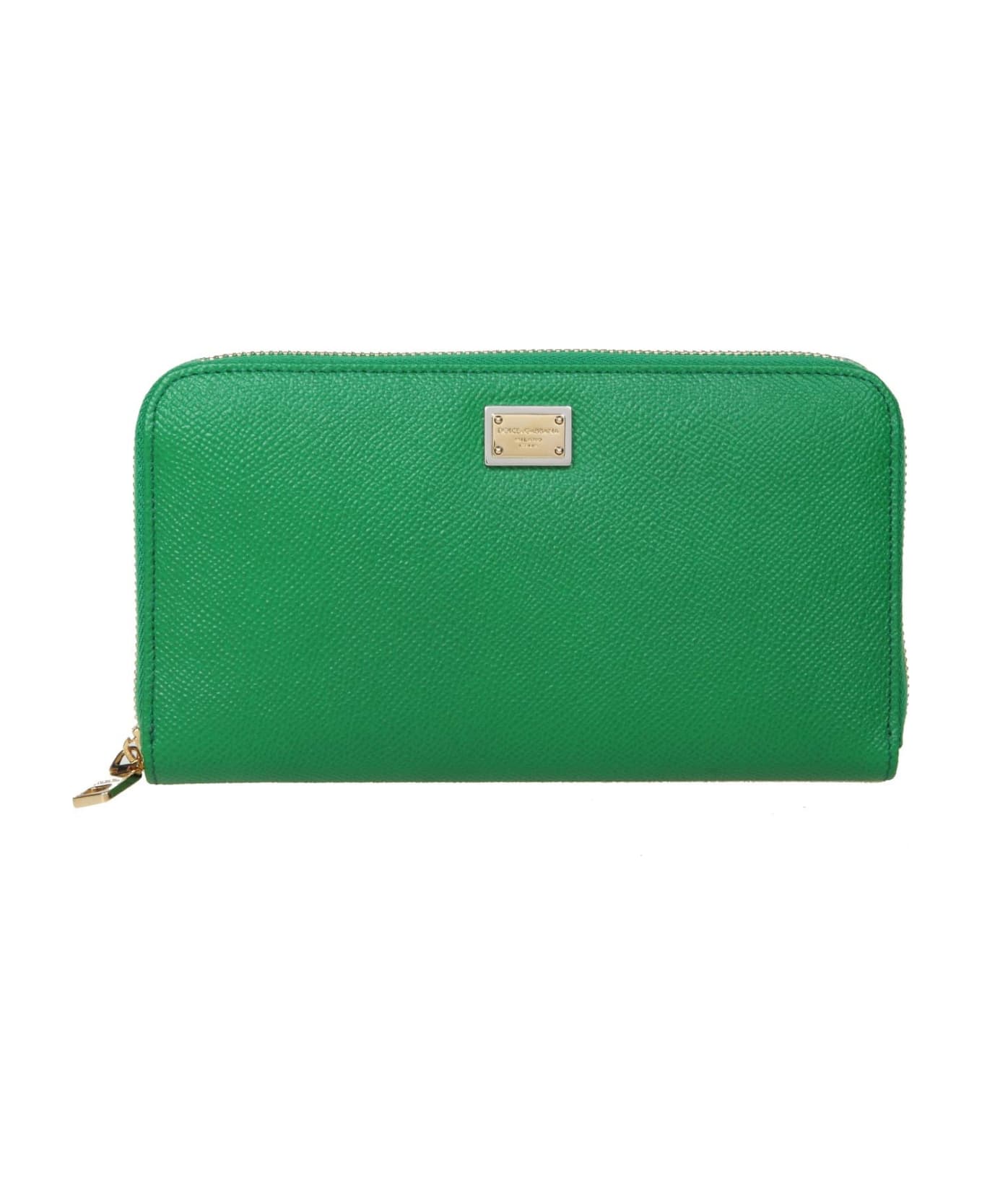 Dolce & Gabbana Logo Plaque Zip-around Wallet - Green 財布