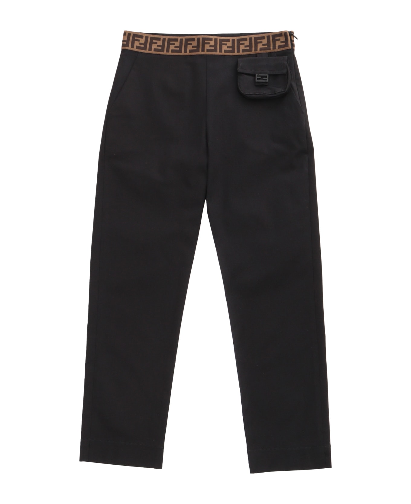 Fendi Black Gabardine Trousers - BLACK