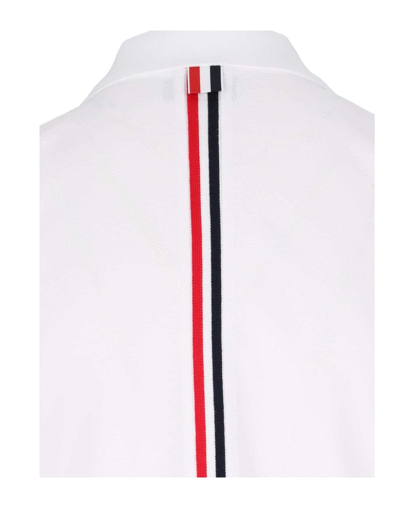 Thom Browne Polo Shirt With Tricolor Detail On The Back - White