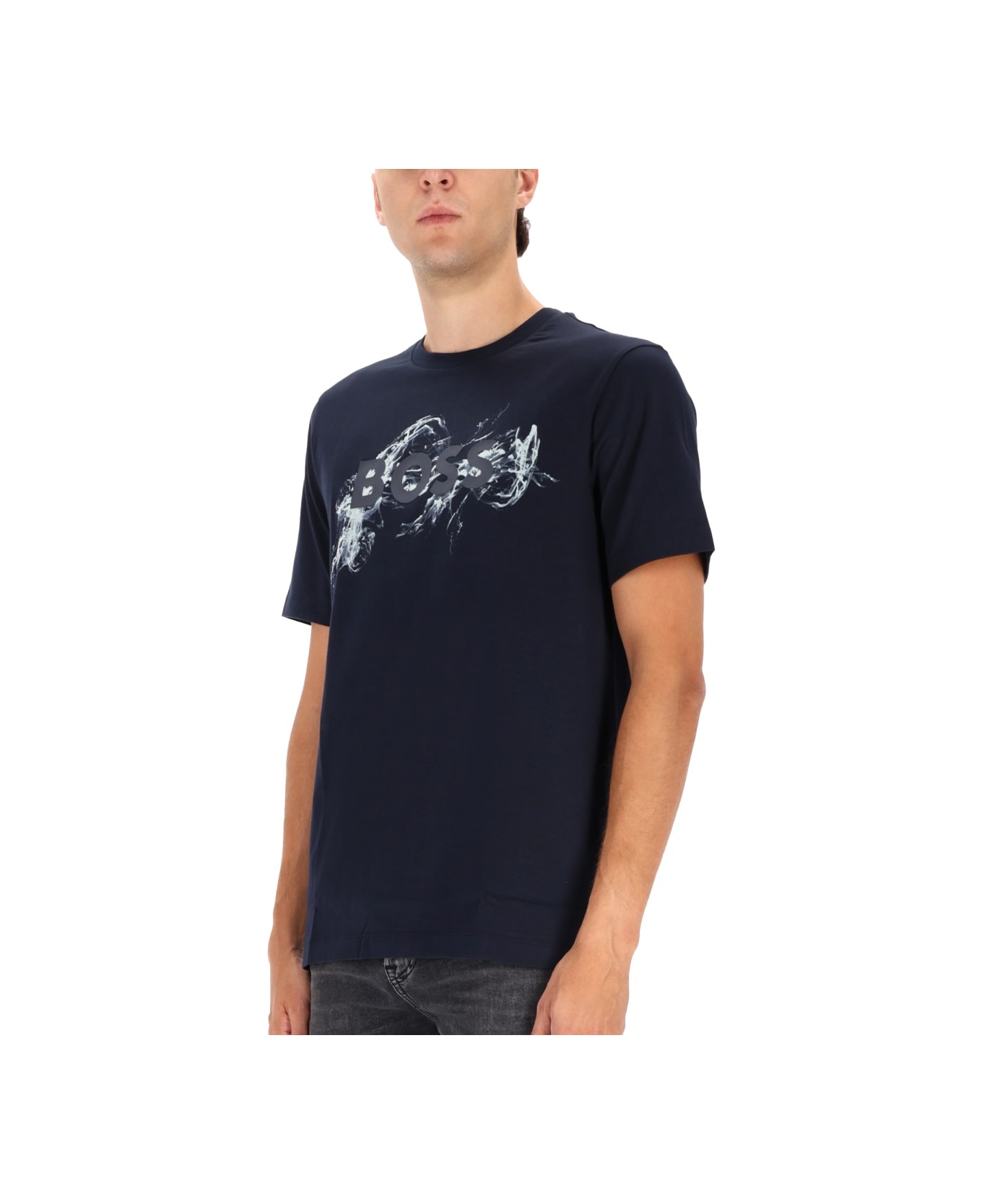 Hugo Boss "thompson" T-shirt With Print - BLUE