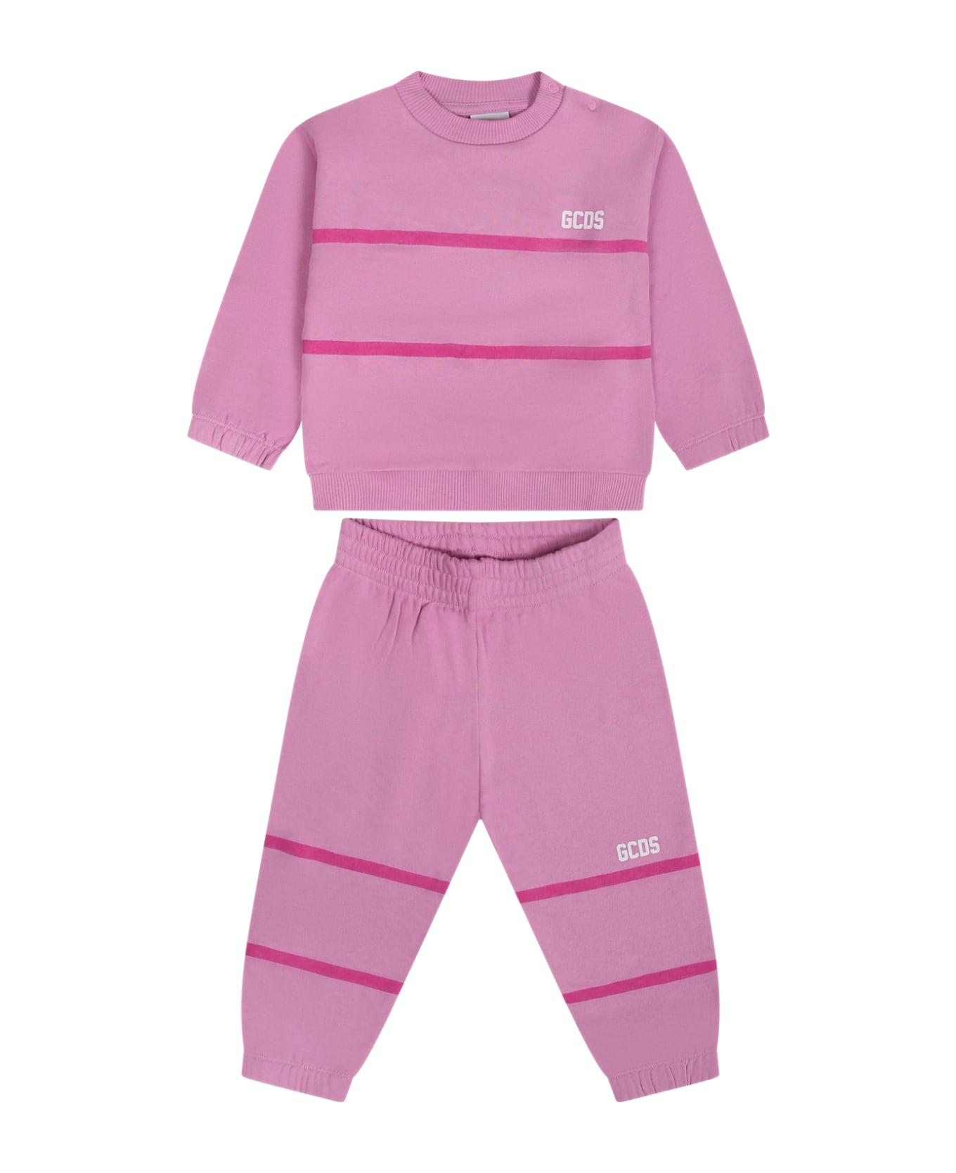 GCDS Mini Lilac Suit For Baby Girl With Logo - Lilac