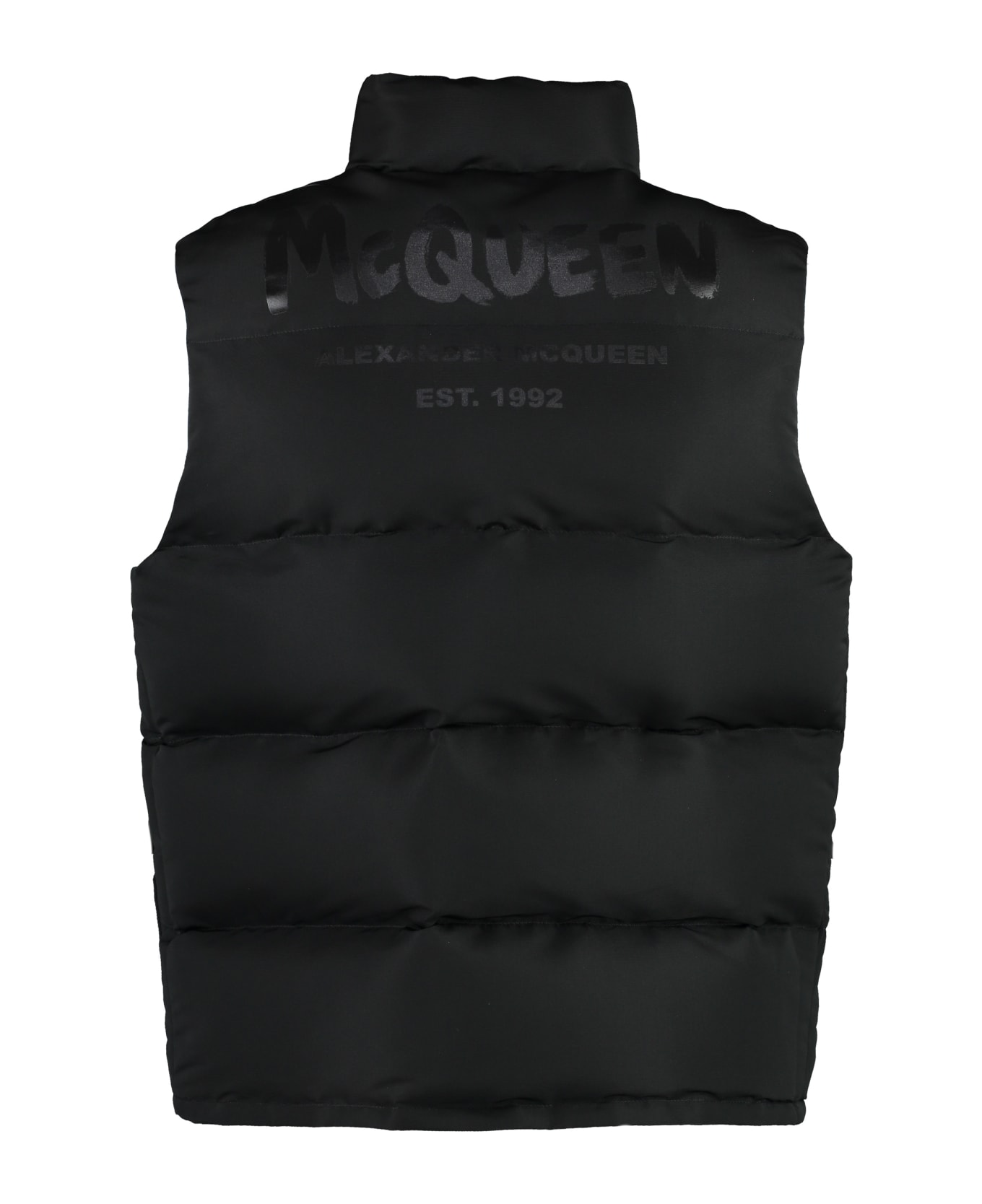 Alexander McQueen Graffiti Puffer Full Zip Field Vest - black
