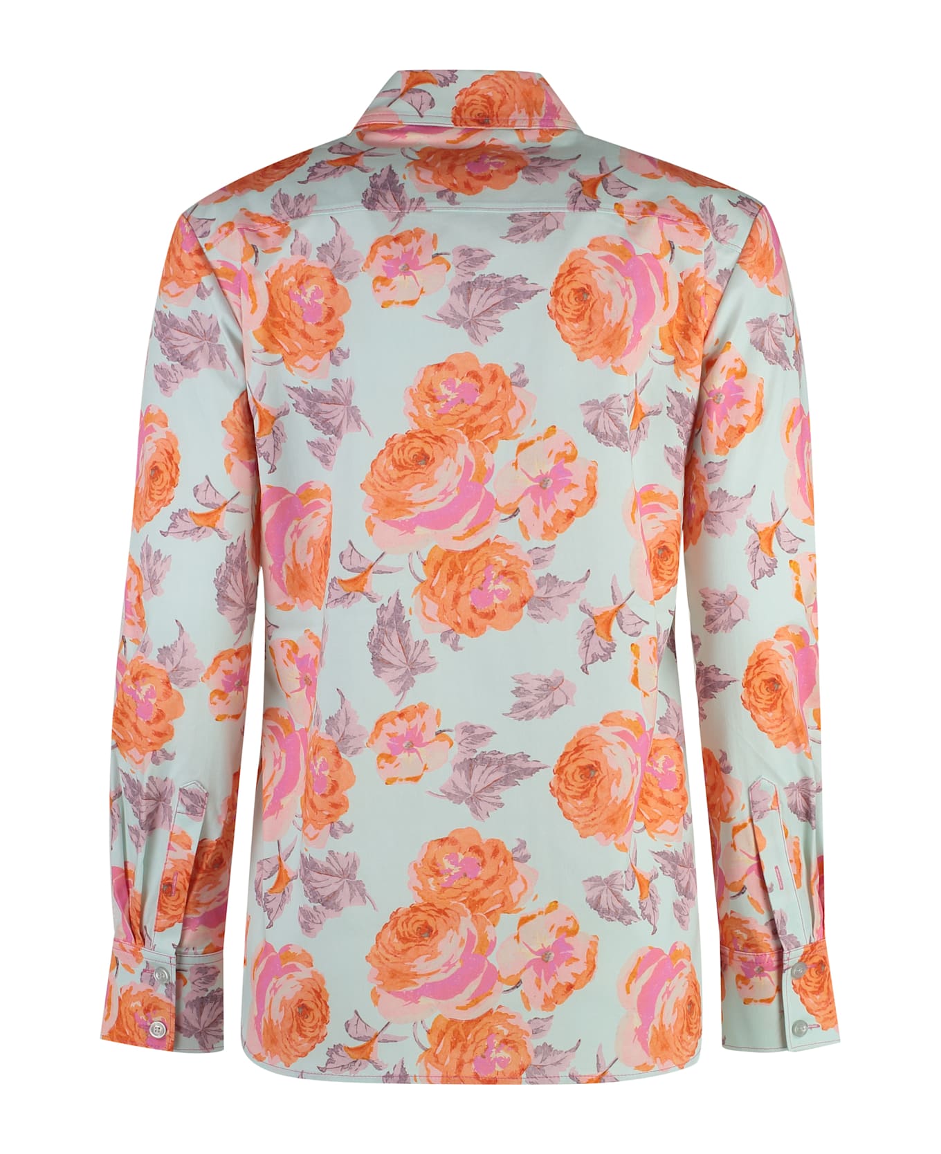 Alfieri 
St.John Floral Print Cotton Shirt - Light Blue