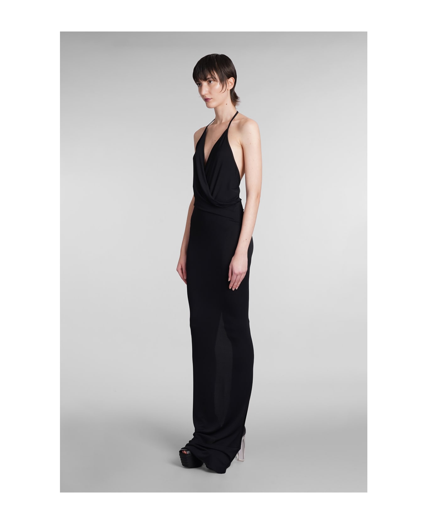 Rick Owens Lilies Rose Gown Dress In Black Viscose - black ジャンプスーツ