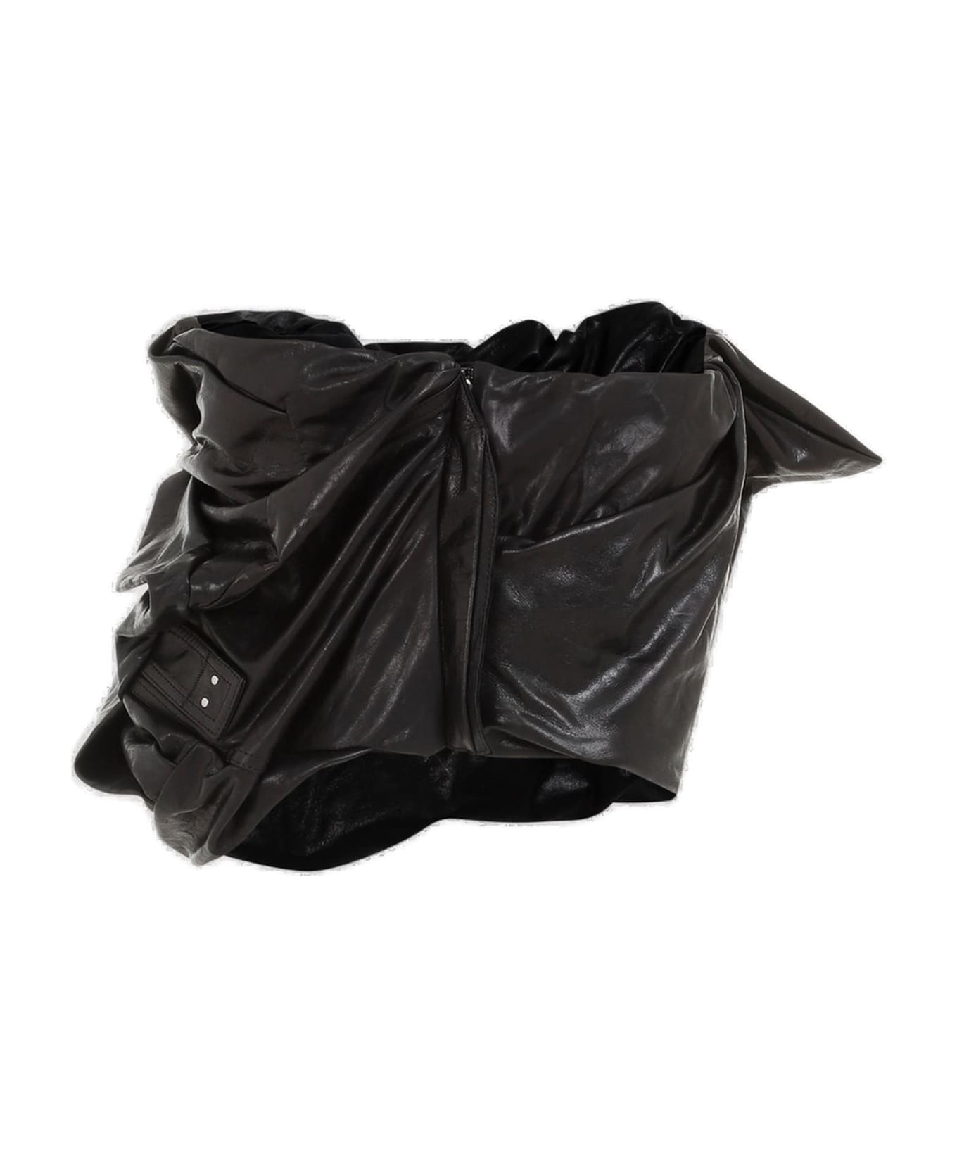 Rick Owens Draped Bustier Leather Top - Black トップス